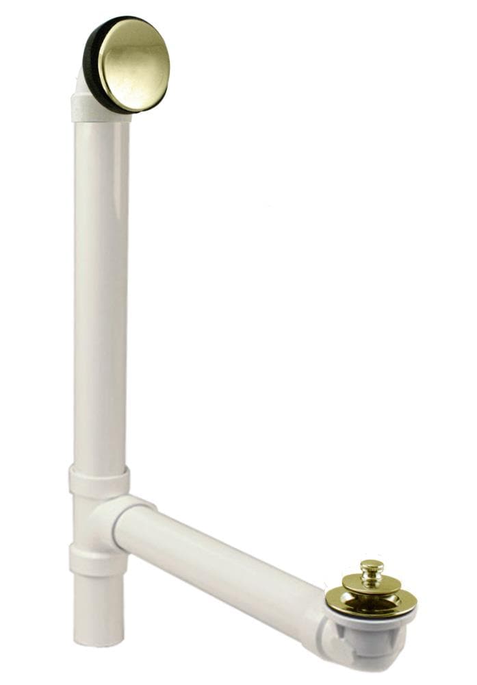 WESTBRASS 494244H-01 Illusionary Overflow 12 In. and 4 In. Sch. 40 PVC Bath Waste and Overflow with Lift and Turn Bath Drain In Polished Brass