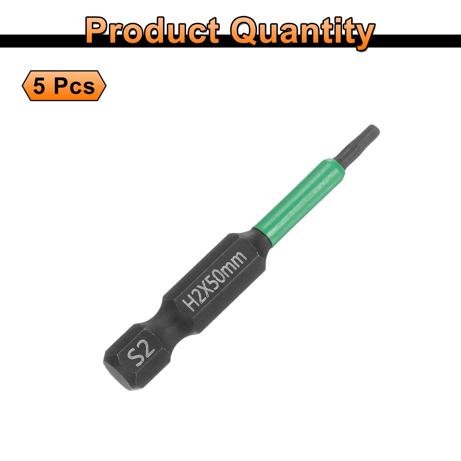Harfington 5pcs H2 Flat Hex Head Screwdriver Bit 2mm Metric Tip 1/4inch ...