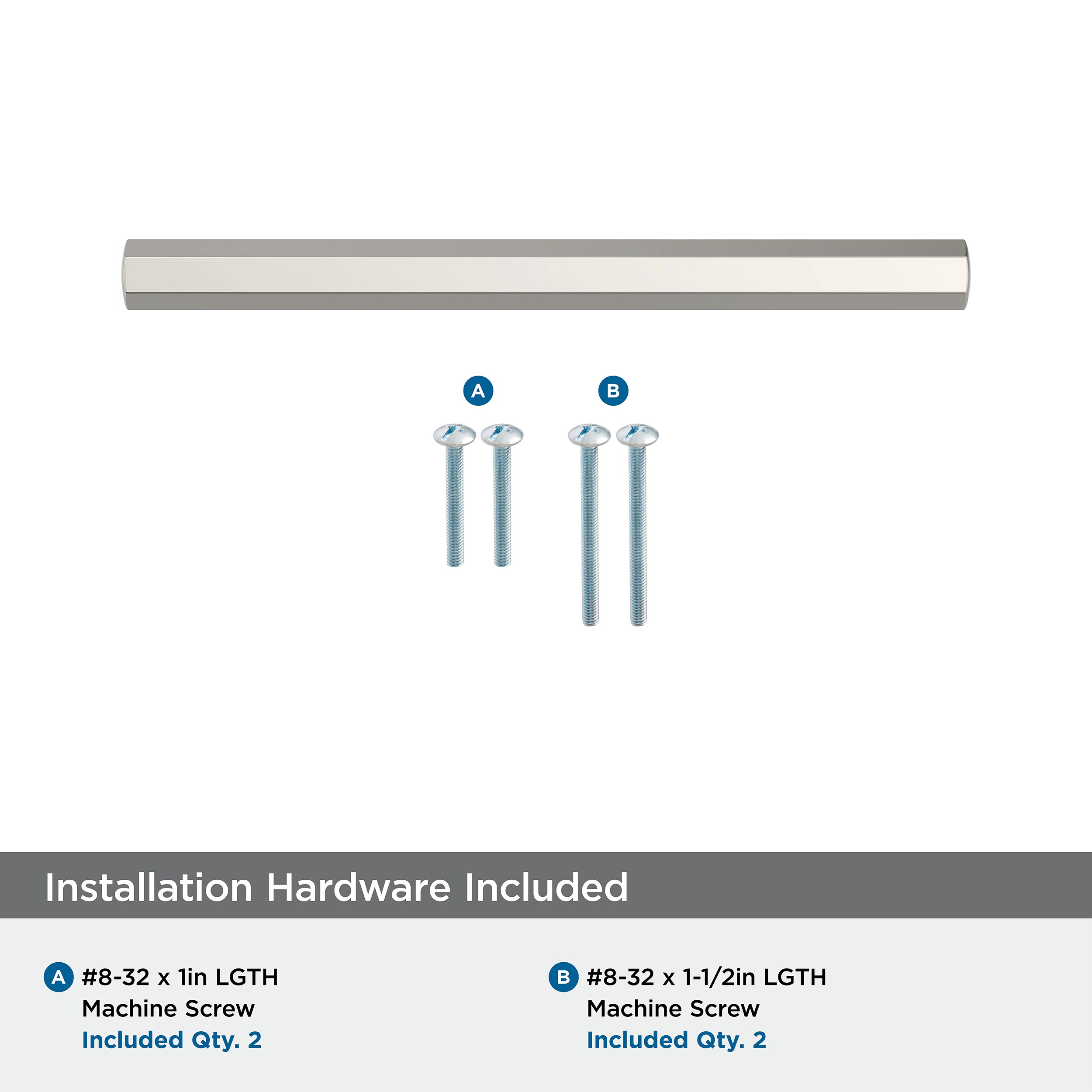 Polished Nickel 3-3/4 inch Center-to-Center Bar Pull