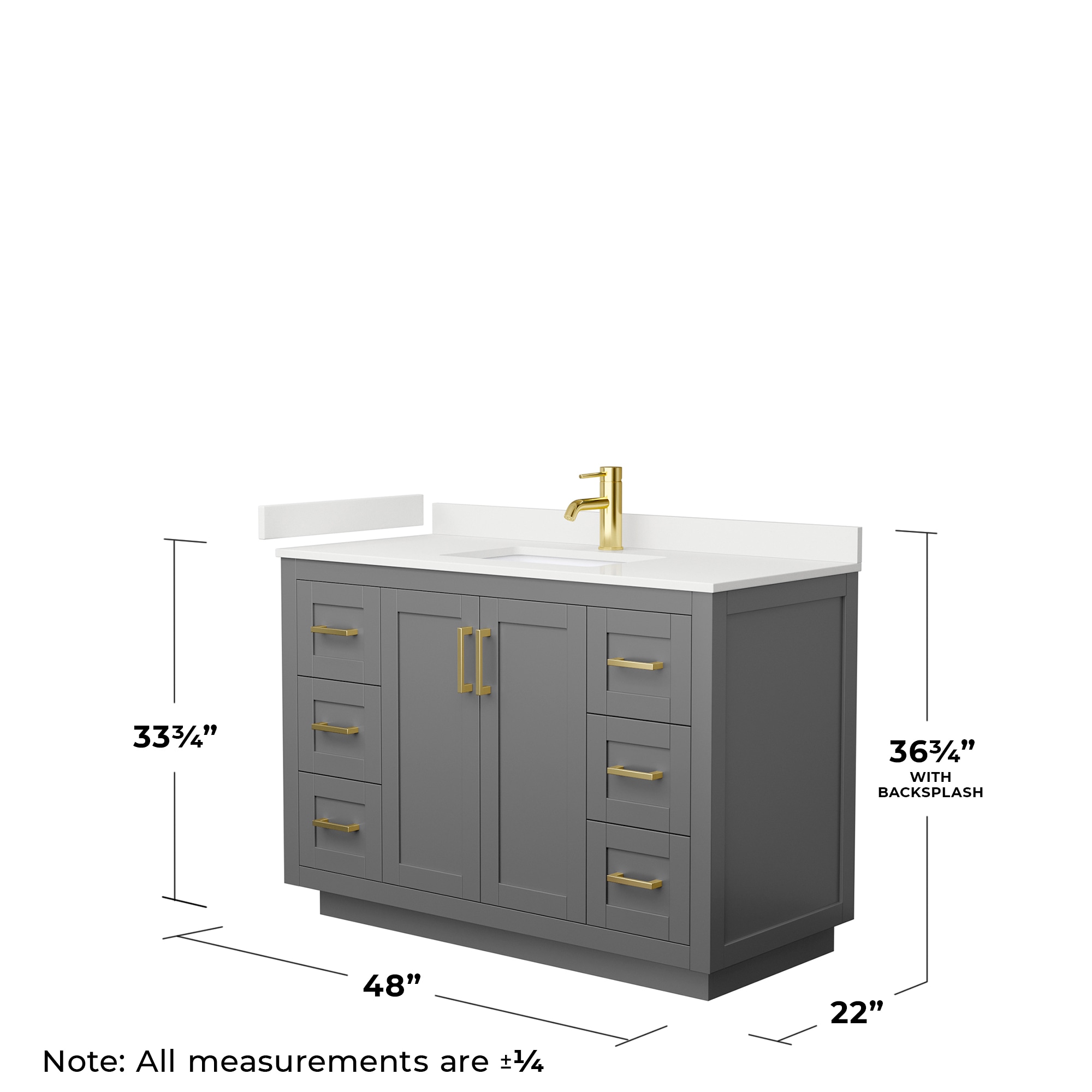 Miranda Dark Gray Freestanding Single Vanity with White Quartz Top