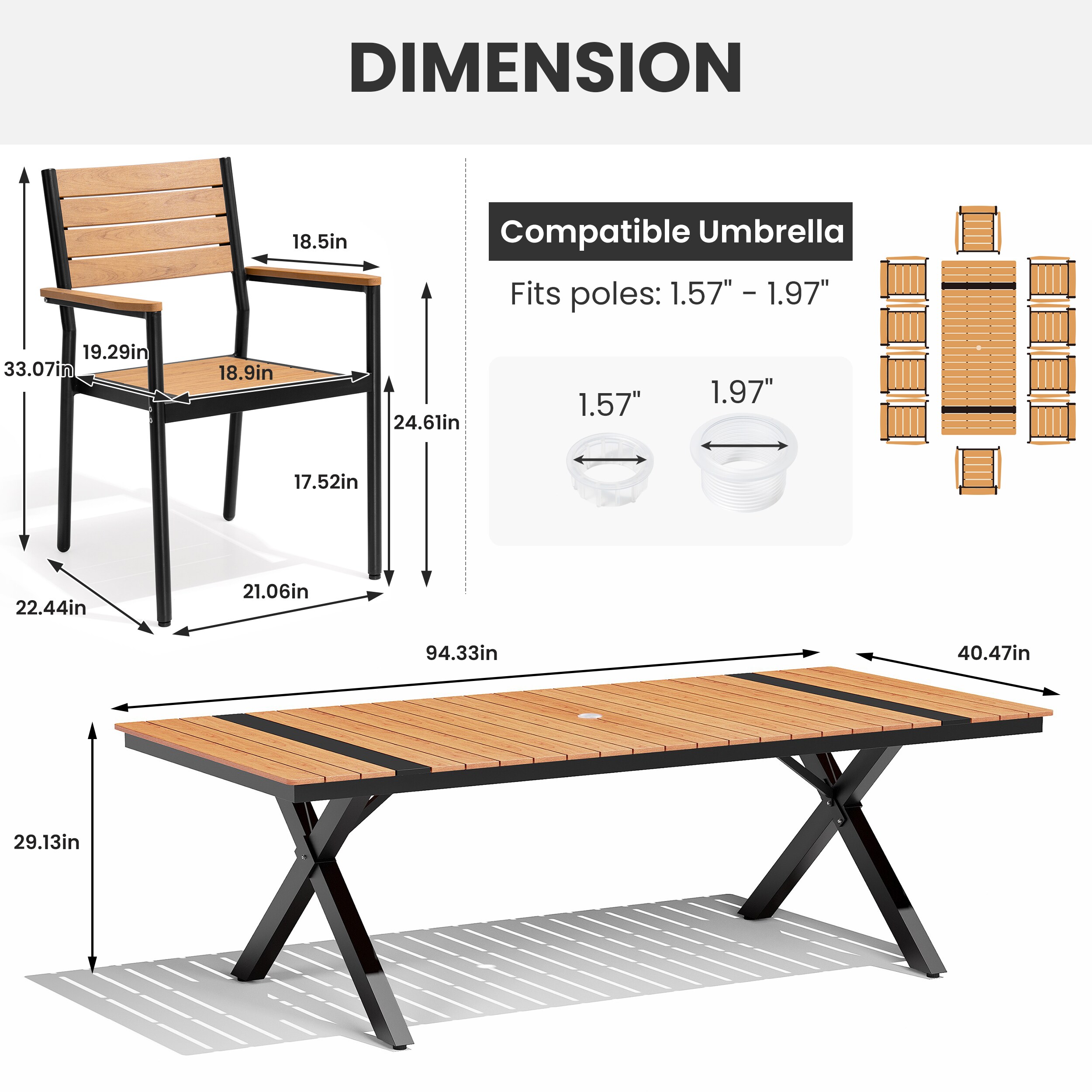 Crestlive Products CL-TD6338BRN240-11 Patio-Dining-Sets - View #3