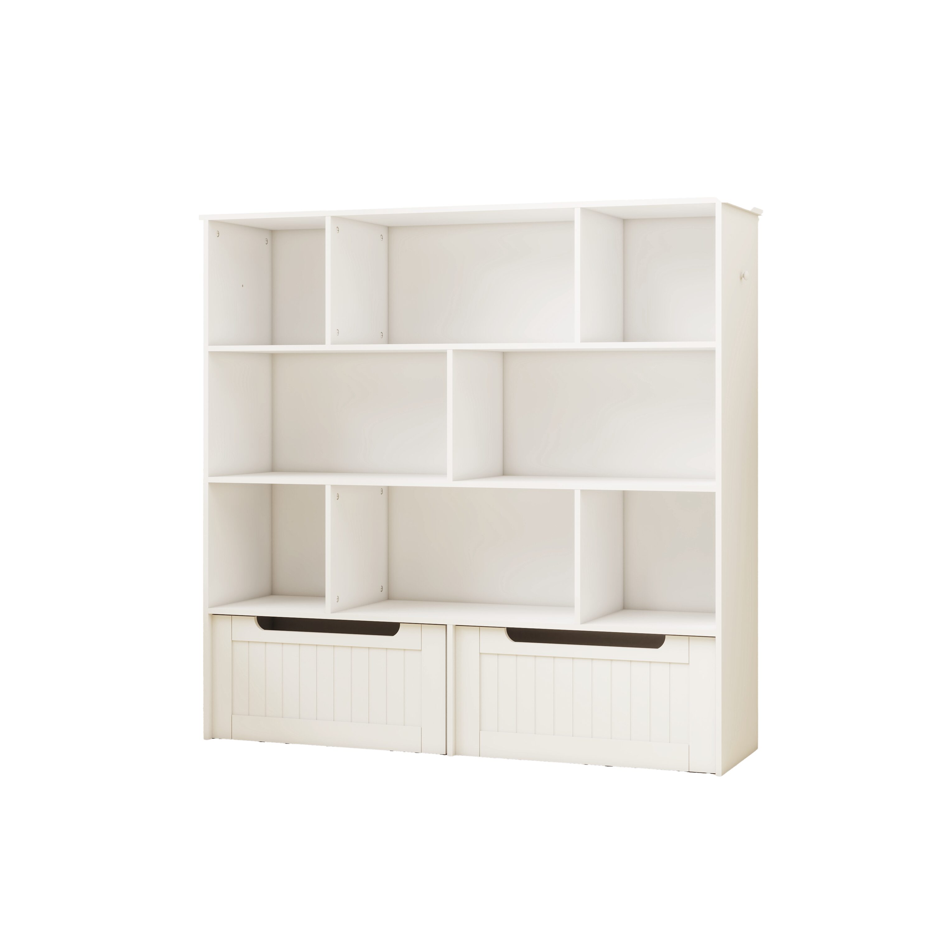 Vynxaria LEXY0228-DJSJ-BK050 White Multi Functional Kids Bookcase with Two Movable Drawers
