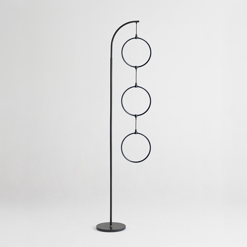 Nova 74" Black Arc LED Floor Lamp with RGB Color Changing Rings