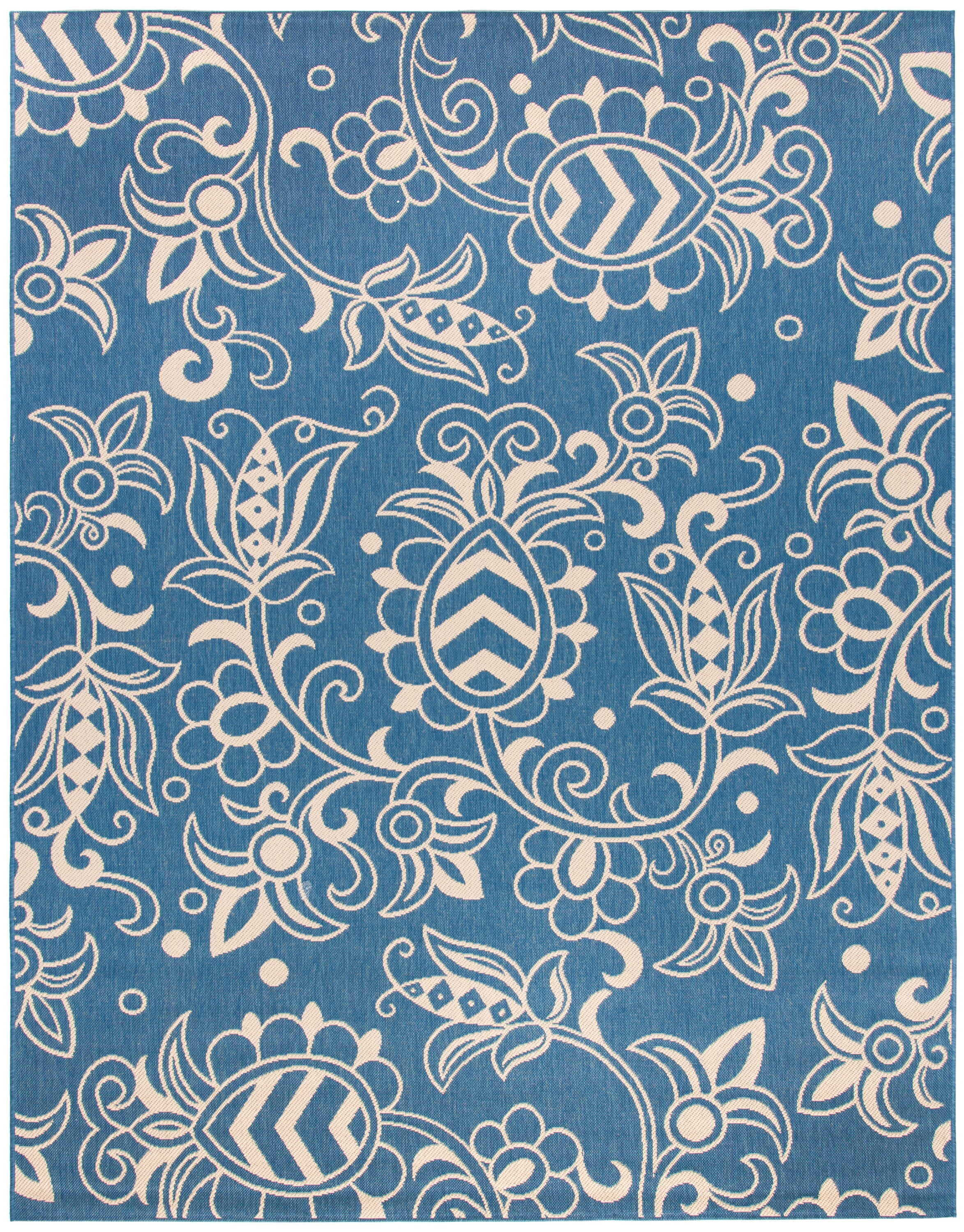 Safavieh BHS246M-5 Beach House Sebiha 5 x 8 (ft) Loomed Polypropylene Blue/Beige Rectangular Indoor/Outdoor Floral/Botanical Bohemian/Eclectic Area rug