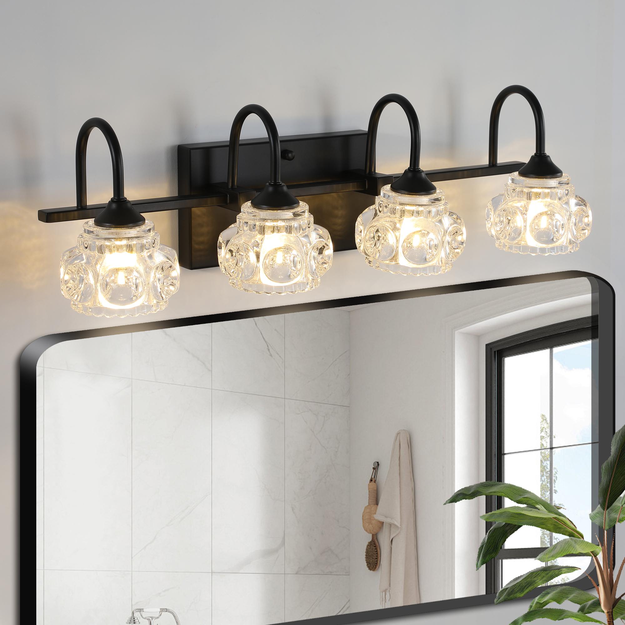 Bayfeve BFLCM-6721-LT Vintage Crystal Vanity Light 22.8-in 4 -Light Matte Black Vintage Vanity light