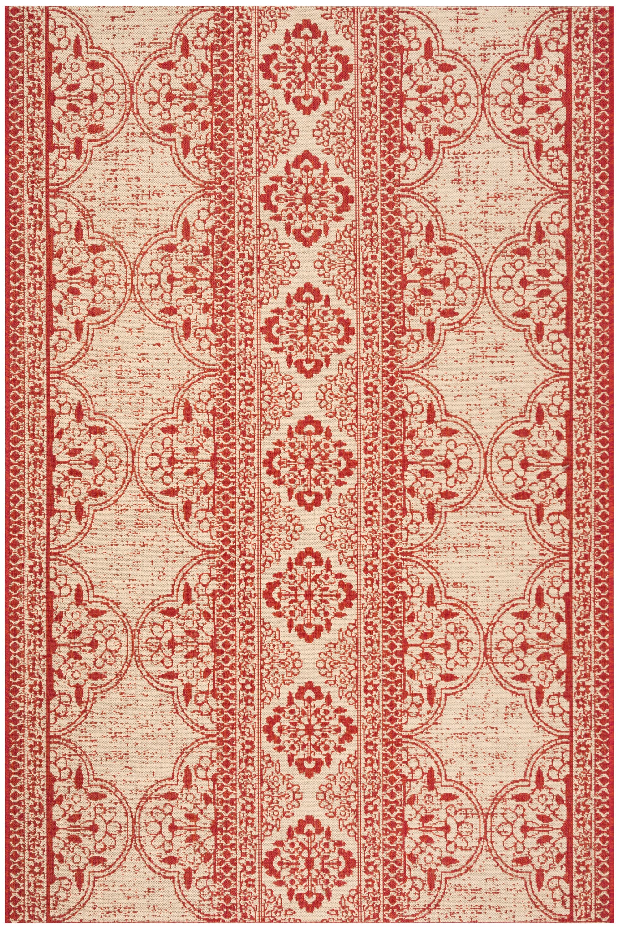 Safavieh LND174Q-5 Linden Mahaut 5 x 8 (ft) Loomed Polypropylene Red/Creme Rectangular Indoor Floral/Botanical Farmhouse/Cottage Area rug
