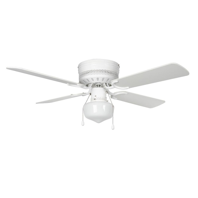 Concord Hugger Schoolhouse 42 In White Led Indoor Flush Mount Ceiling Fan With Light 4 Blade The Fans Department At Com - 42 Flush Mount White Ceiling Fan With Light