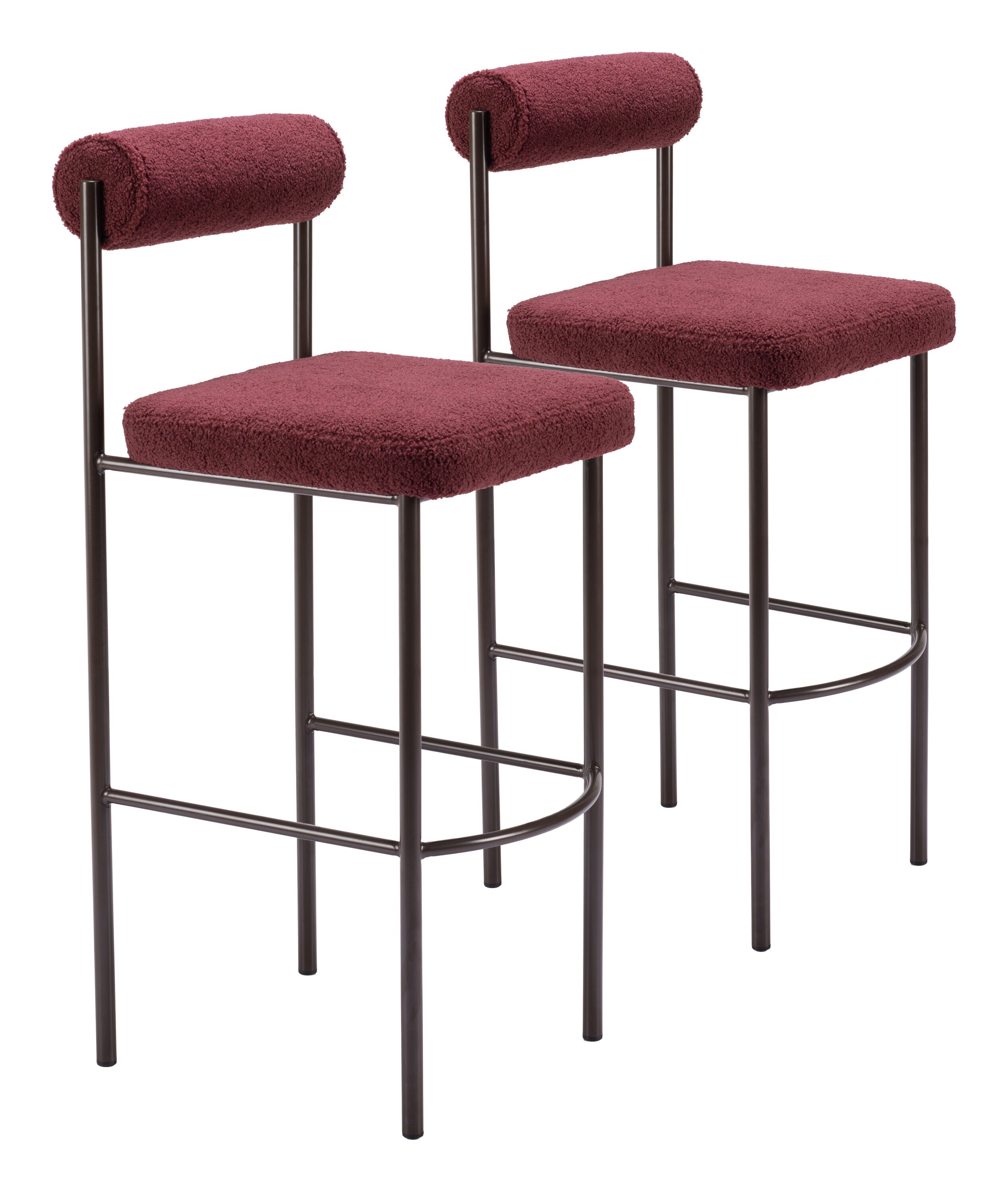 ZUO 109814 Red Bronze 29.9-in H Bar height Upholstered Wood Bar Stool 2 -Pack