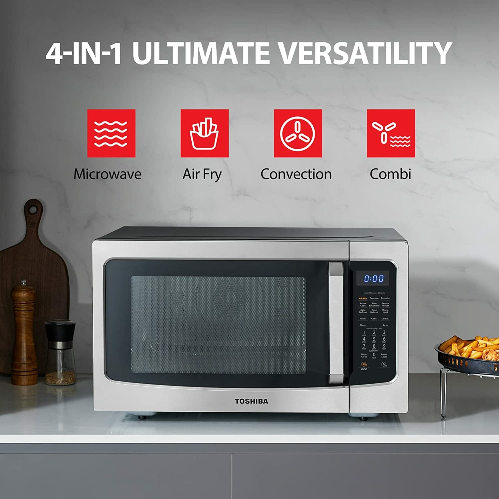 Toshiba 1.6 Cu Ft Microwave With Inverter Technology Stainless