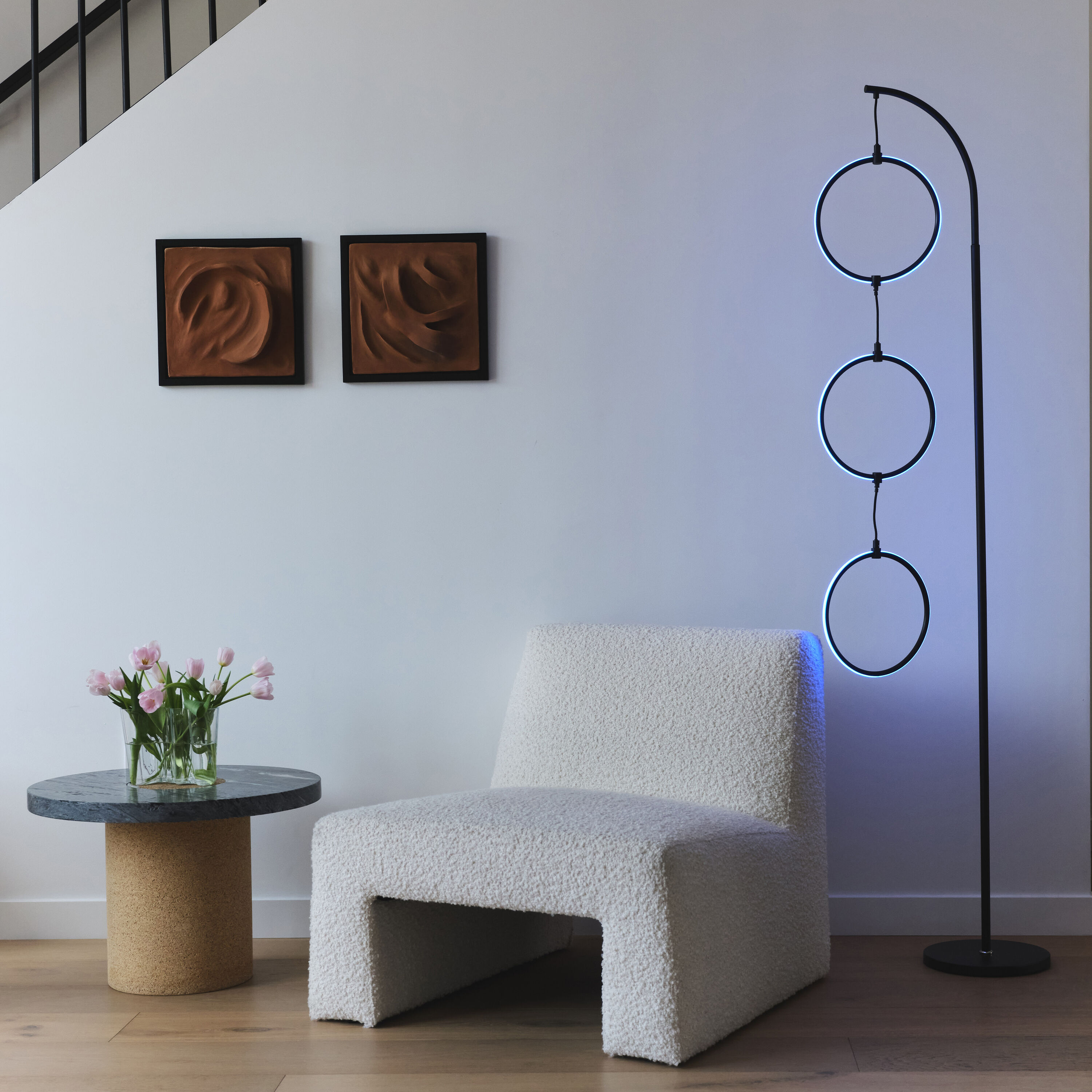 Nova 74" Black Arc LED Floor Lamp with RGB Color Changing Rings