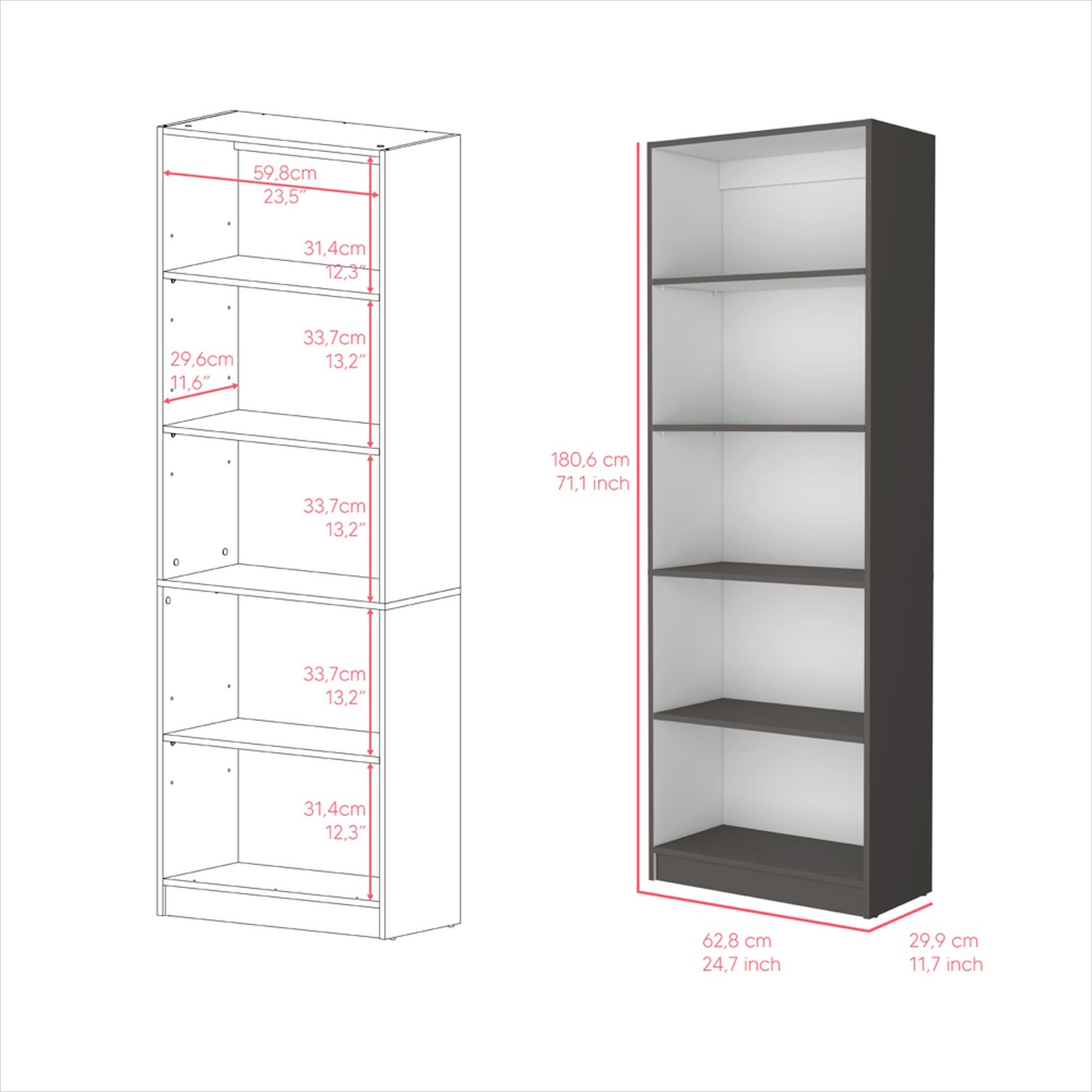FlowLuxe UD8DP942SGOG bookcases - View #3