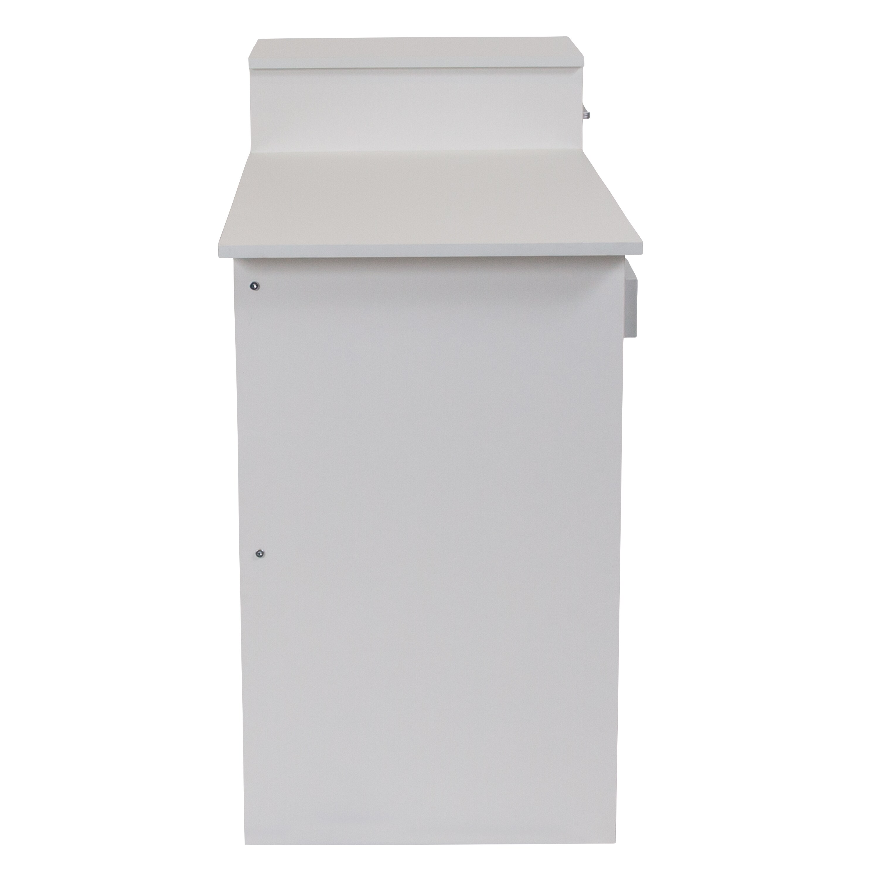 White Wood Computer Desk with Drawer and Keyboard Tray