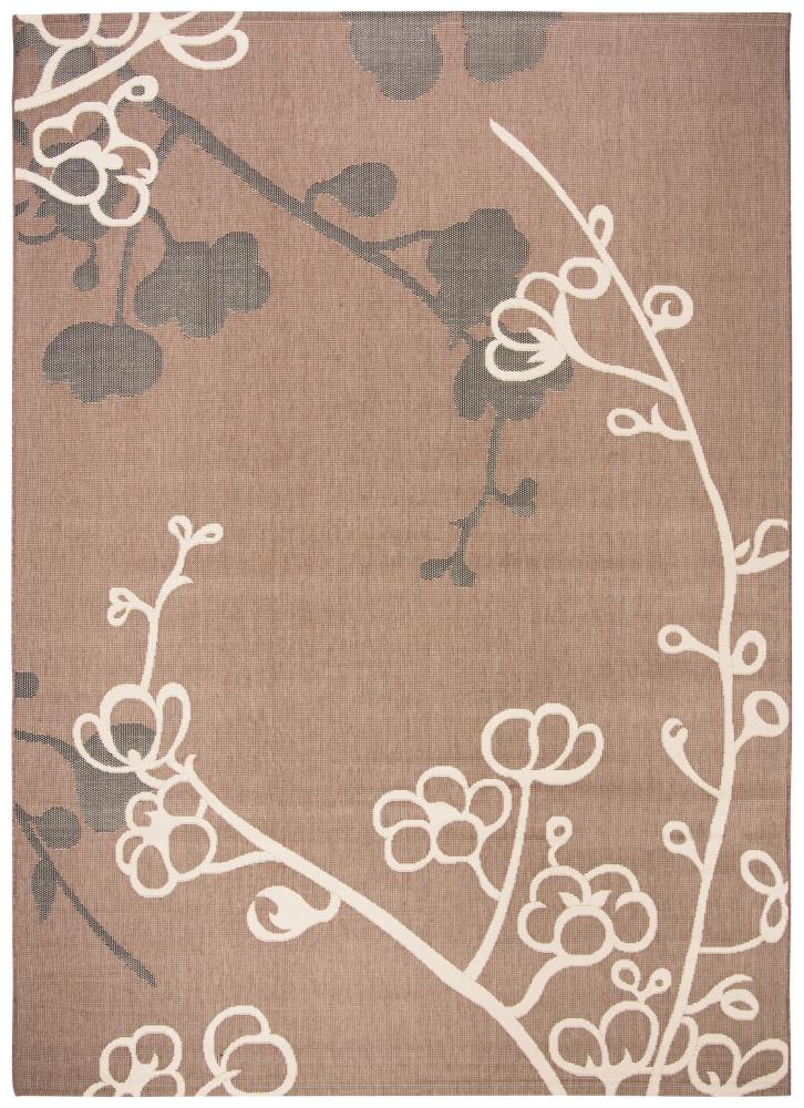 Safavieh CY4038D-8 Courtyard Baja 8 x 11 (ft) Loomed Polypropylene Brown Natural/Black Rectangular Indoor/Outdoor Floral/Botanical Area rug