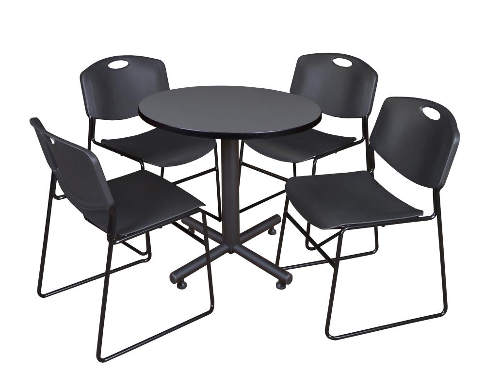 Regency TKB30RNDGY44BK Breakroom Gray 4-Person Training Table (30-in W x 29-in H)
