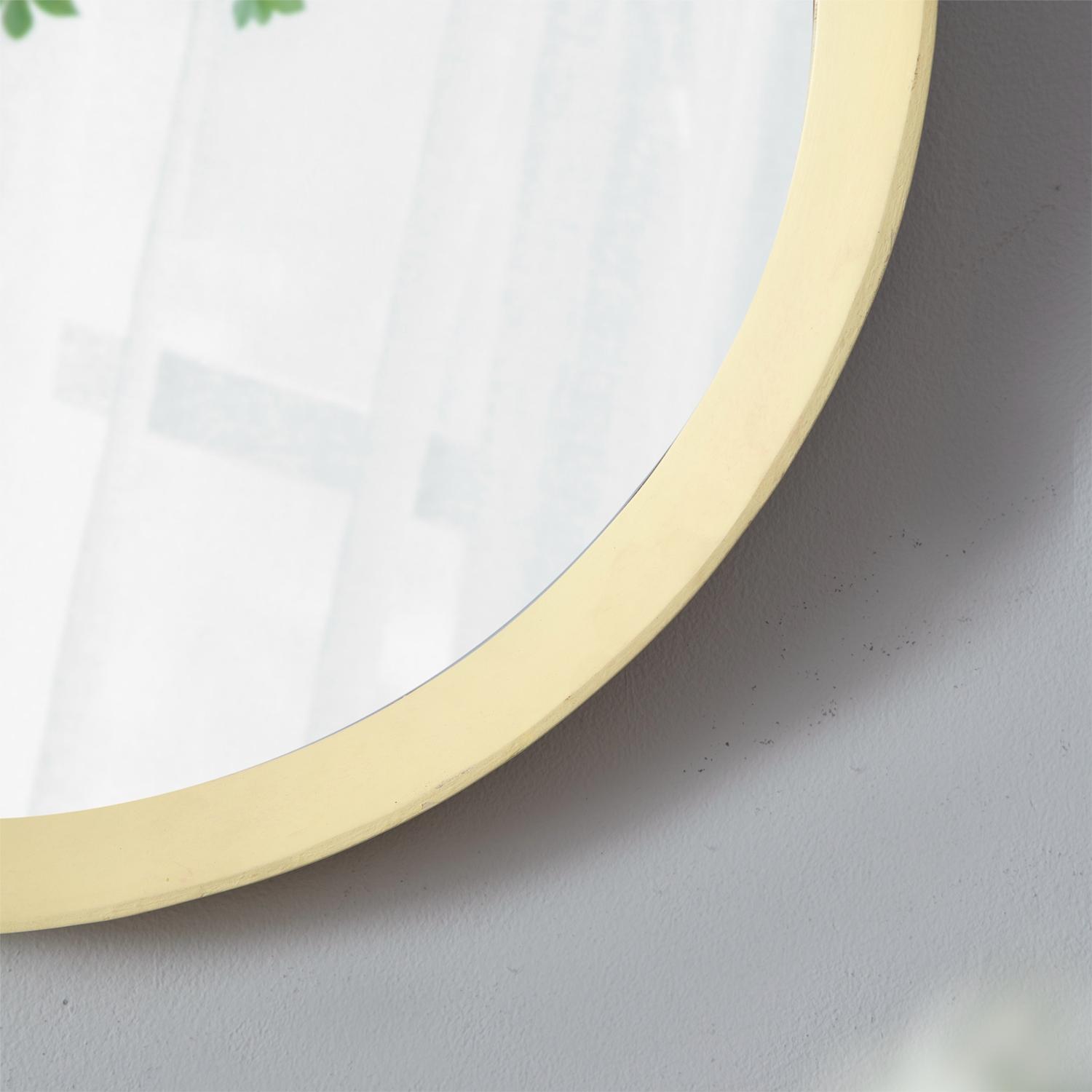 Cream Round Mango Wood Porthole Wall Mirror