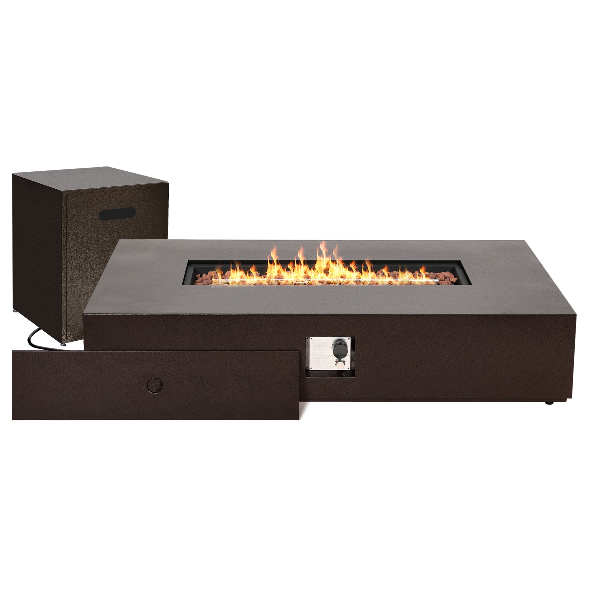 UPHA 56TP-ZSJH-WF Fire Pit With Tank Cover Brown Iron Rectangle Liquid propane Fire pit table