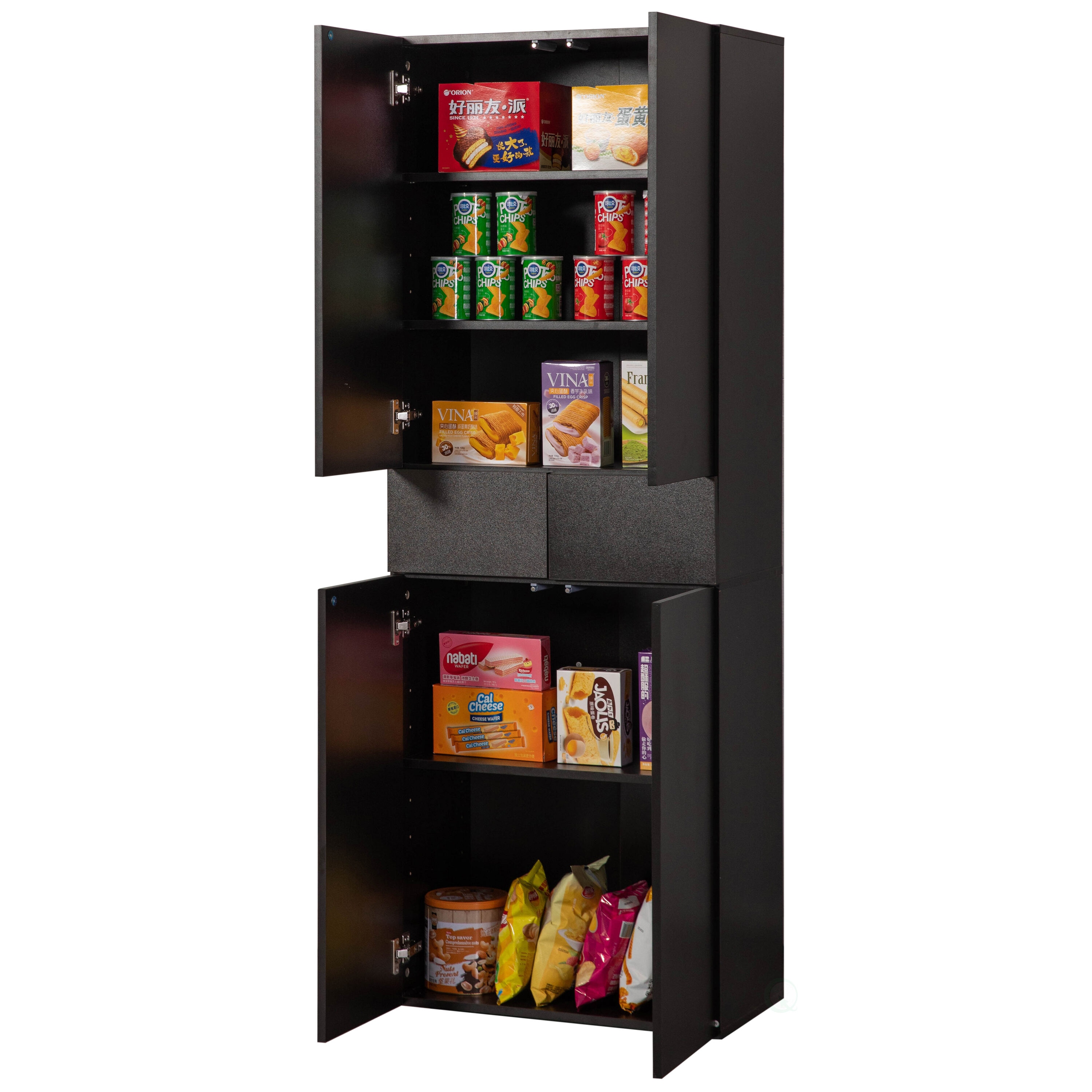 Basicwise QI004696.BK Contemporary/Modern Black Buffet with Wine Storage