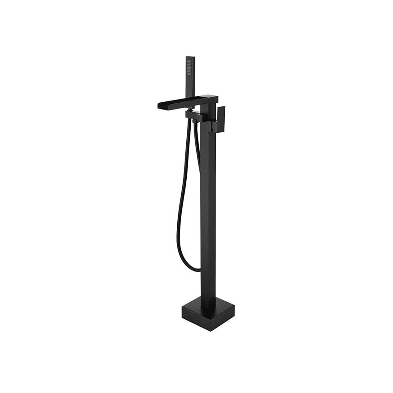 BYH B-FBF001-MB Matte Black 1-handle Freestanding Waterfall Bathtub Faucet with Hand Shower ( Valve Included )