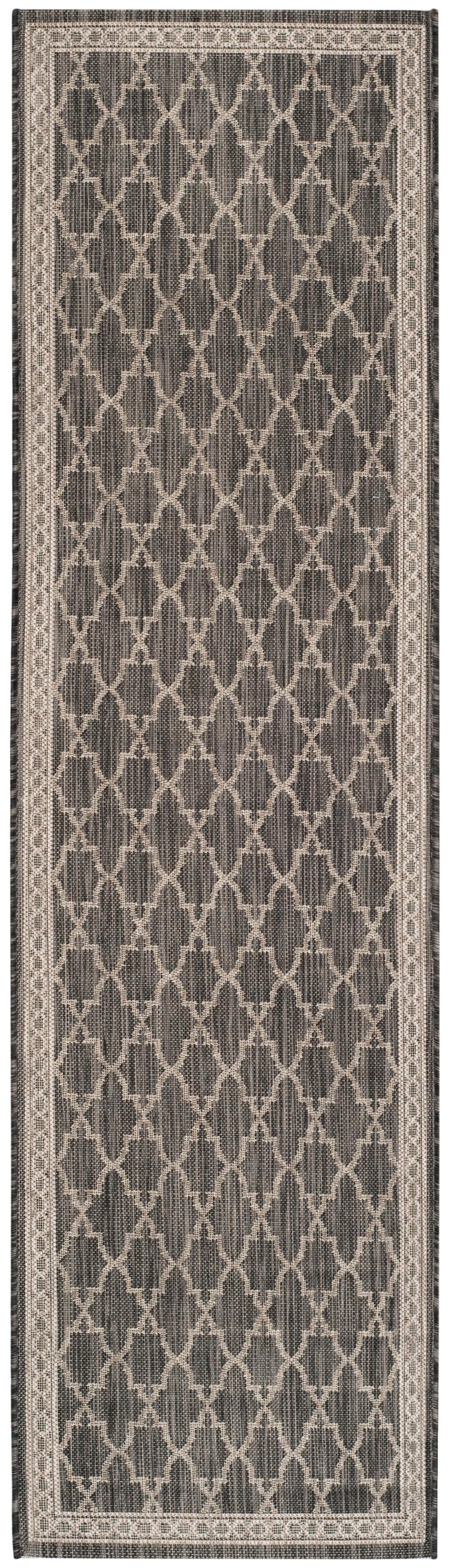 Black and Beige Flat Woven Reversible Synthetic Runner Rug