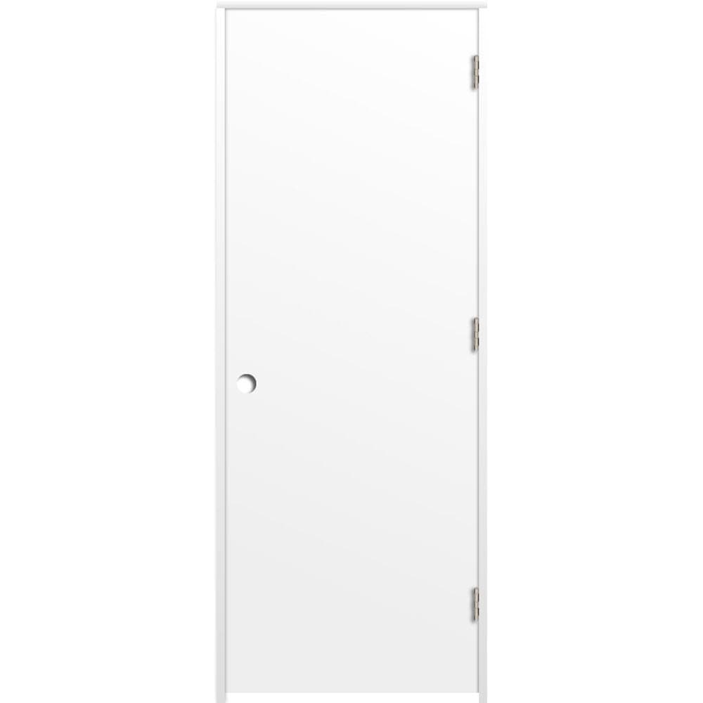 RELIABILT LO796172 30-in x 80-in Primed Hollow core Flush Left hand Smooth Primed Molded composite Flat Jamb Single Prehung Interior Door