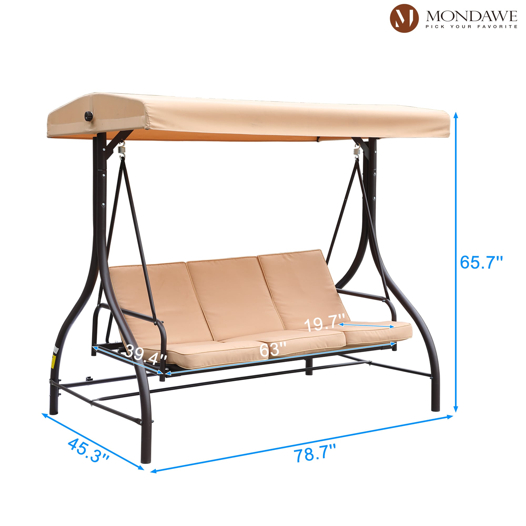 Mondawe 3-person Beige Steel Outdoor Swing At Lowes.com