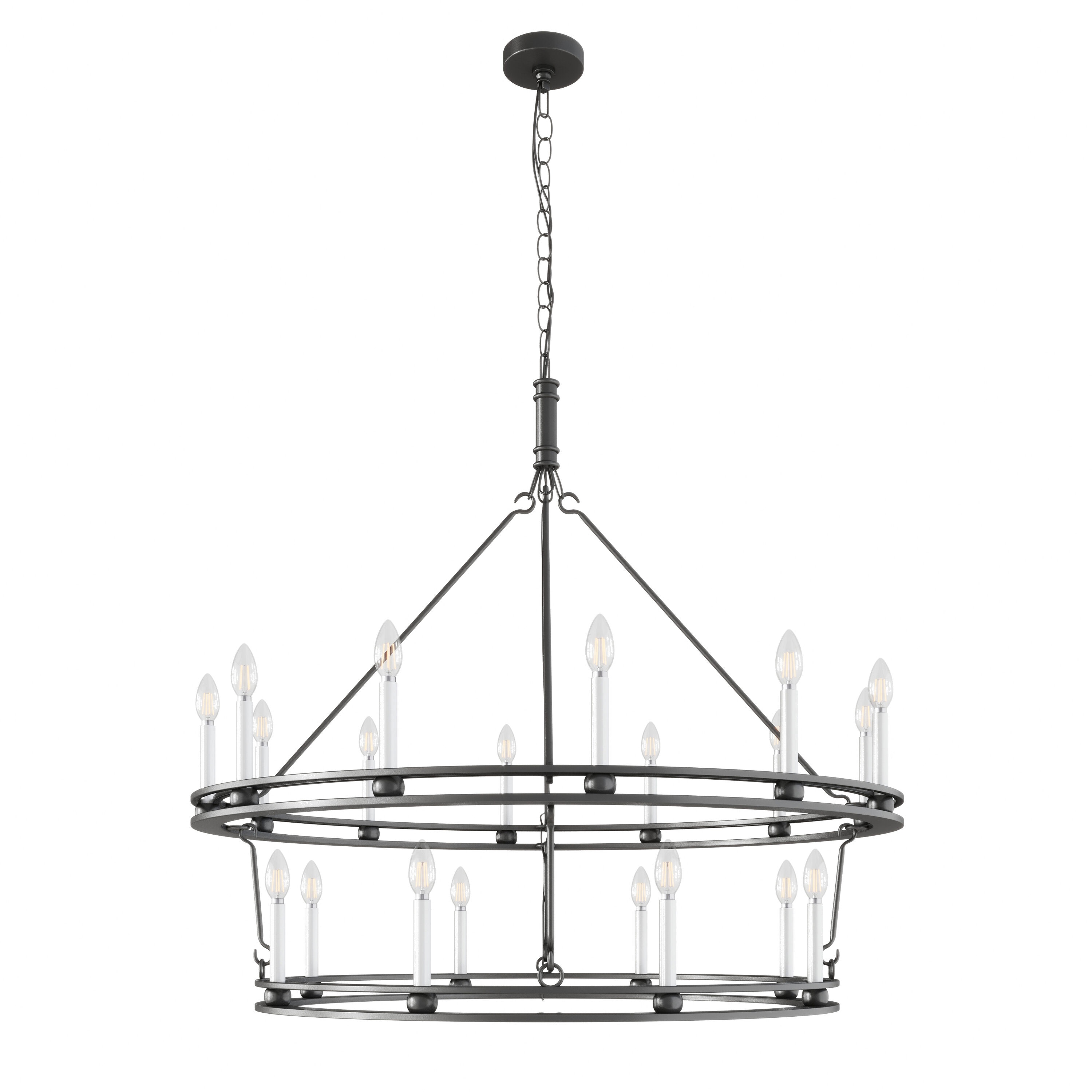 Black Metal Adjustable Candle Chandelier with 8 Lights
