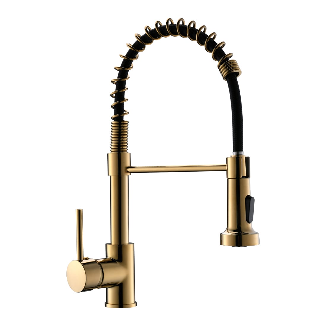 Flynama XY-QY-289BG-40 Gold Single Handle Deck-mount Pull-down Kitchen Faucet with Sprayer