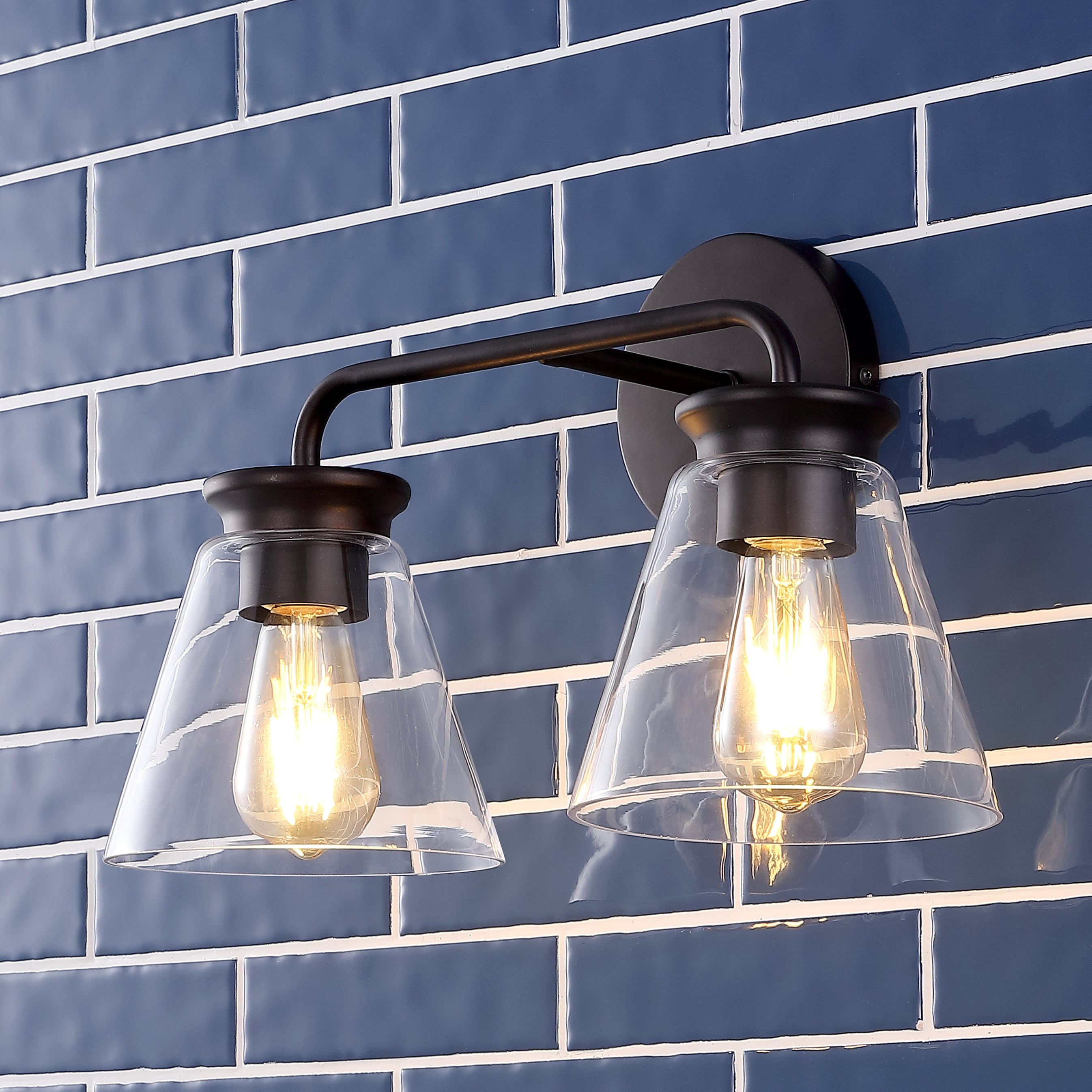 JONATHAN  Y JYL9907A Kondo Iron Modern Farmhouse 17-in 2 -Light Oil-rubbed Bronze Industrial Vanity light