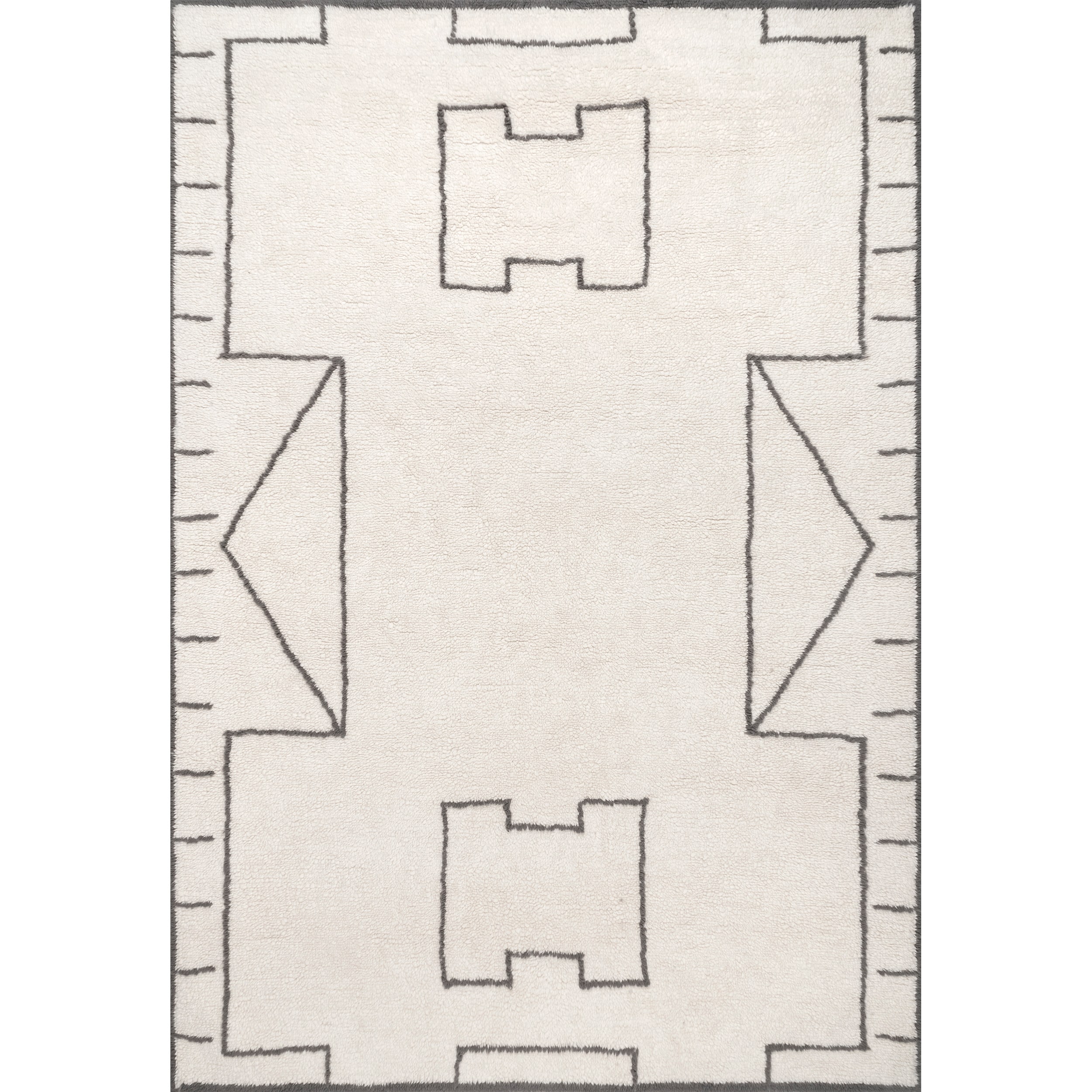 nuLOOM MTBE04A-305 Bassie 3 x 5 (ft) Woven Wool Ivory Rectangular Indoor Geometric Machine washable Area rug