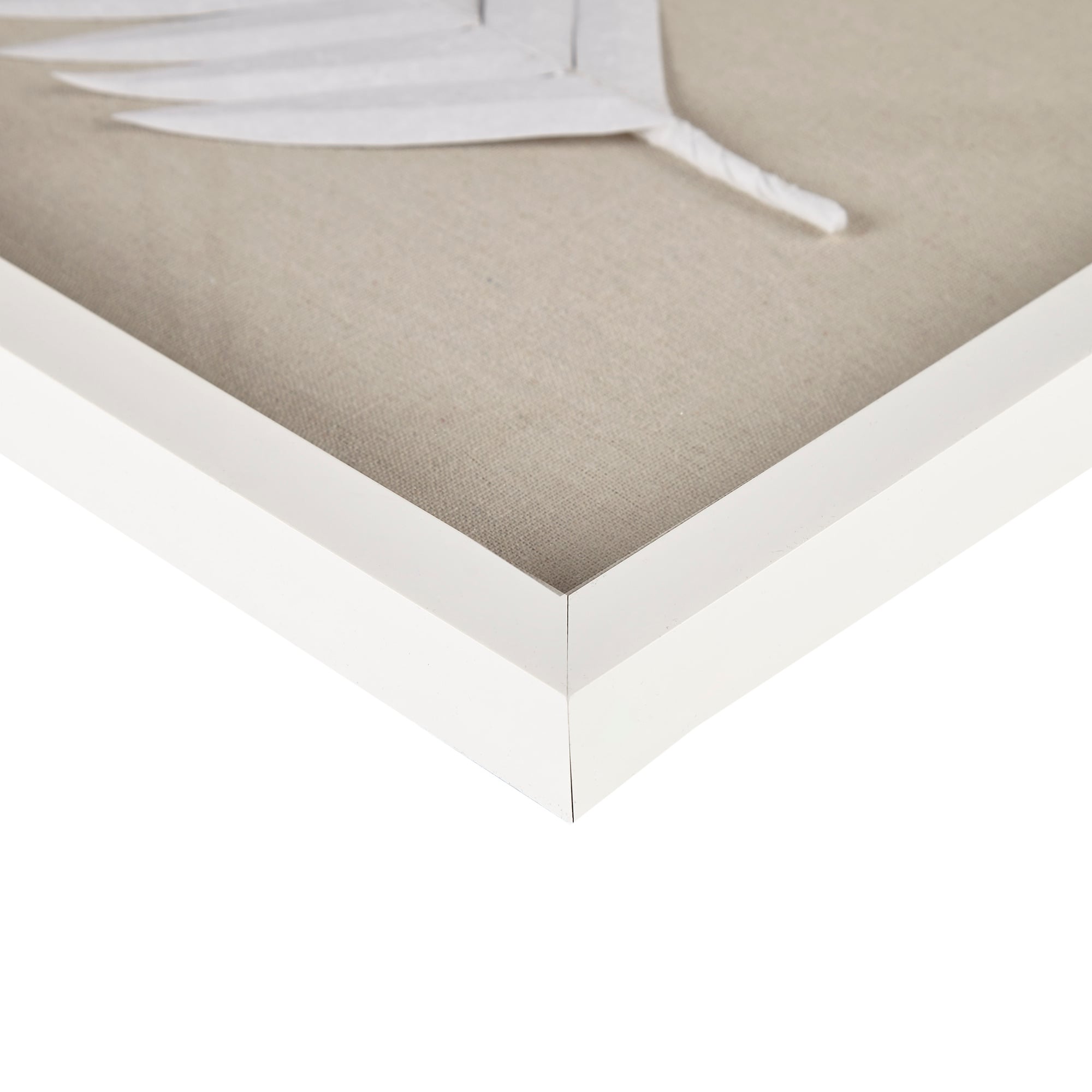 Off-White Framed Rice Paper Palm Leaves Shadowbox Set