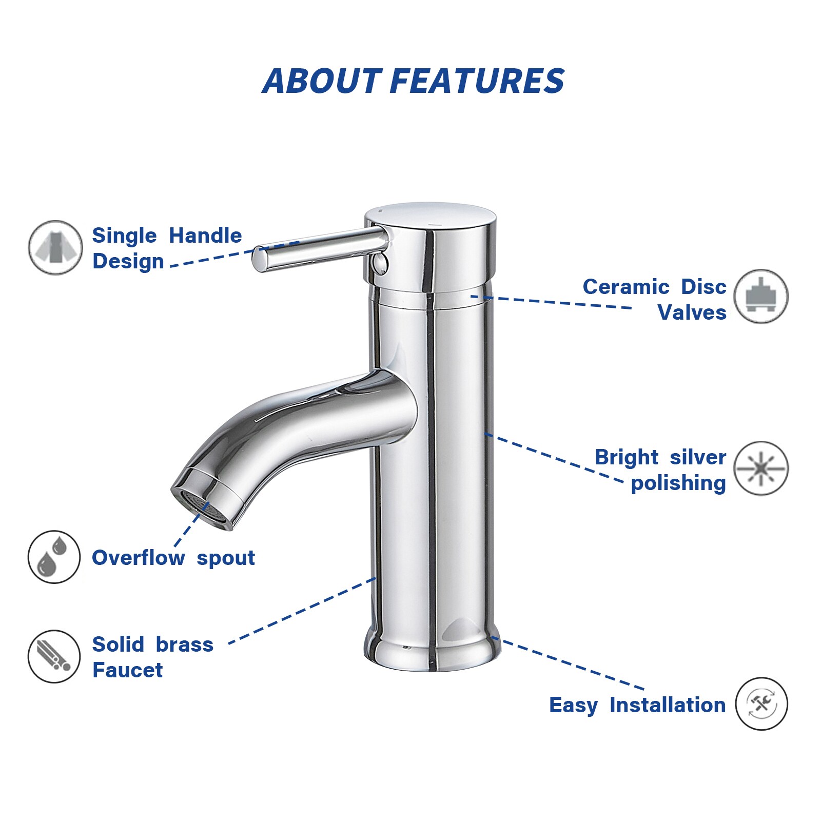 Polished Chrome Single-Handle Bathroom Faucet with Drain Assembly