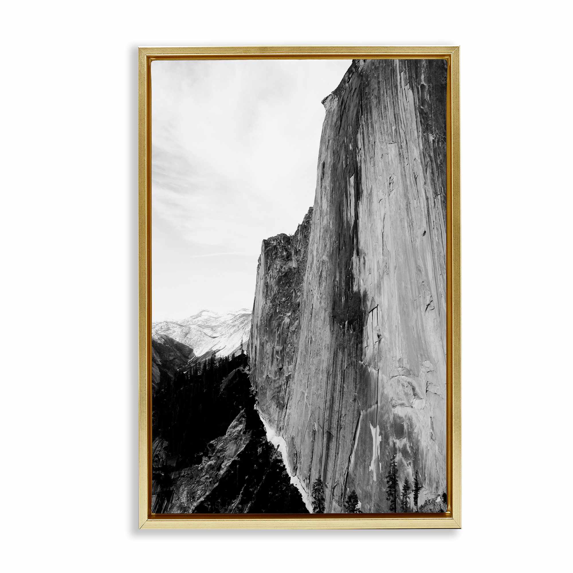 Stupell Industries BU-150-FFG-16X24 Tall Natural Cliff at Yosemite Gold Framed Floater Canvas Wall Art By Gemma Bardot 17 x 25