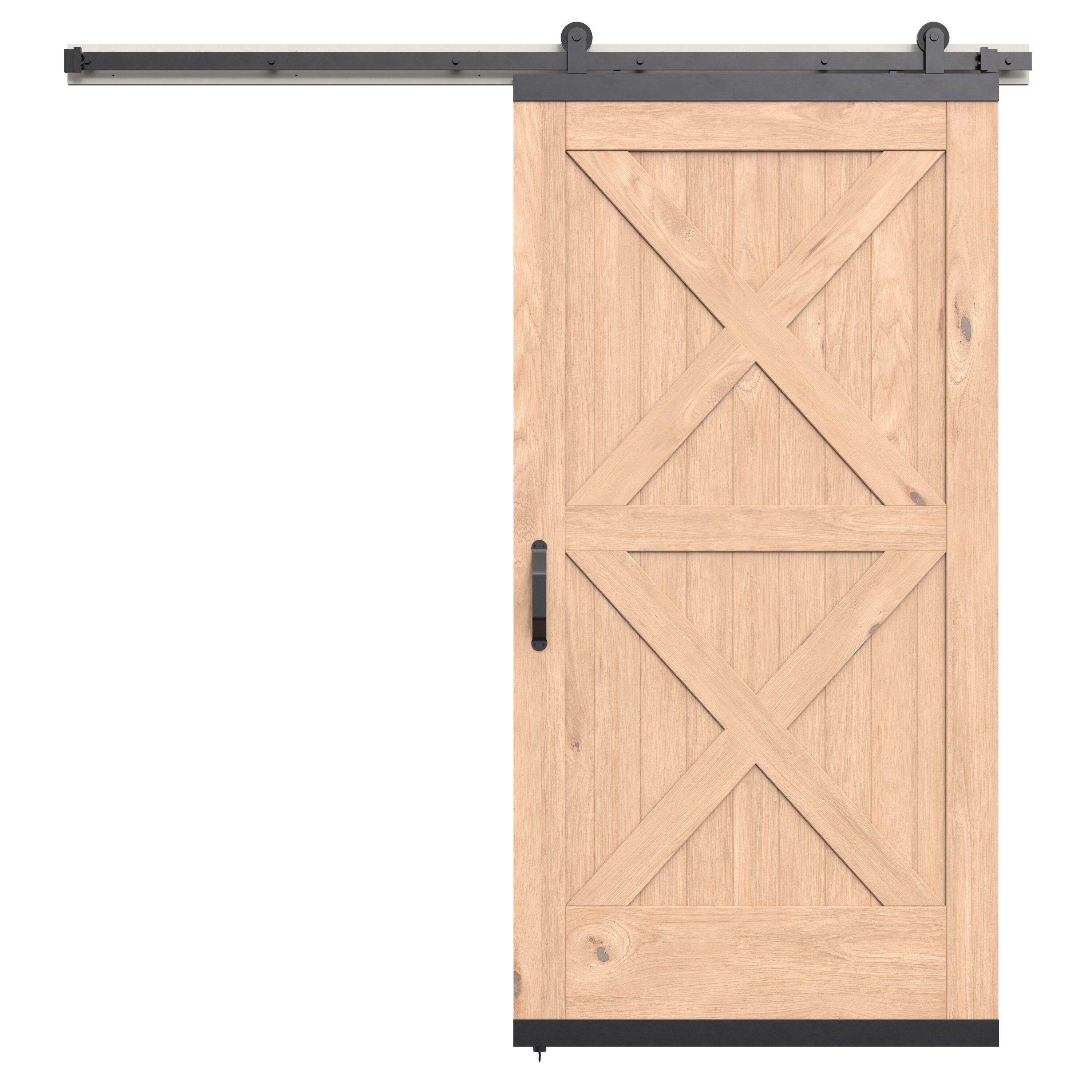 JELD-WEN LOWOLJW248600096 42-in x 96-in Unfinished Unfinished Crossbuck White oak Wood Solid core Single Barn Door (Hardware Included)