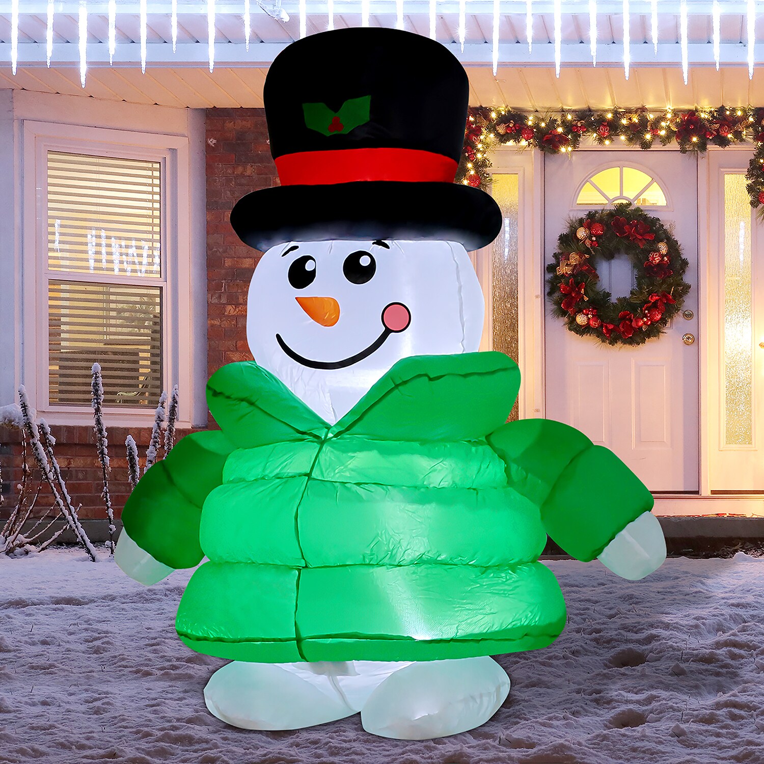 Goosh 5 6 Ft Lighted Snowman Christmas Inflatable Dj Sd 27205 At