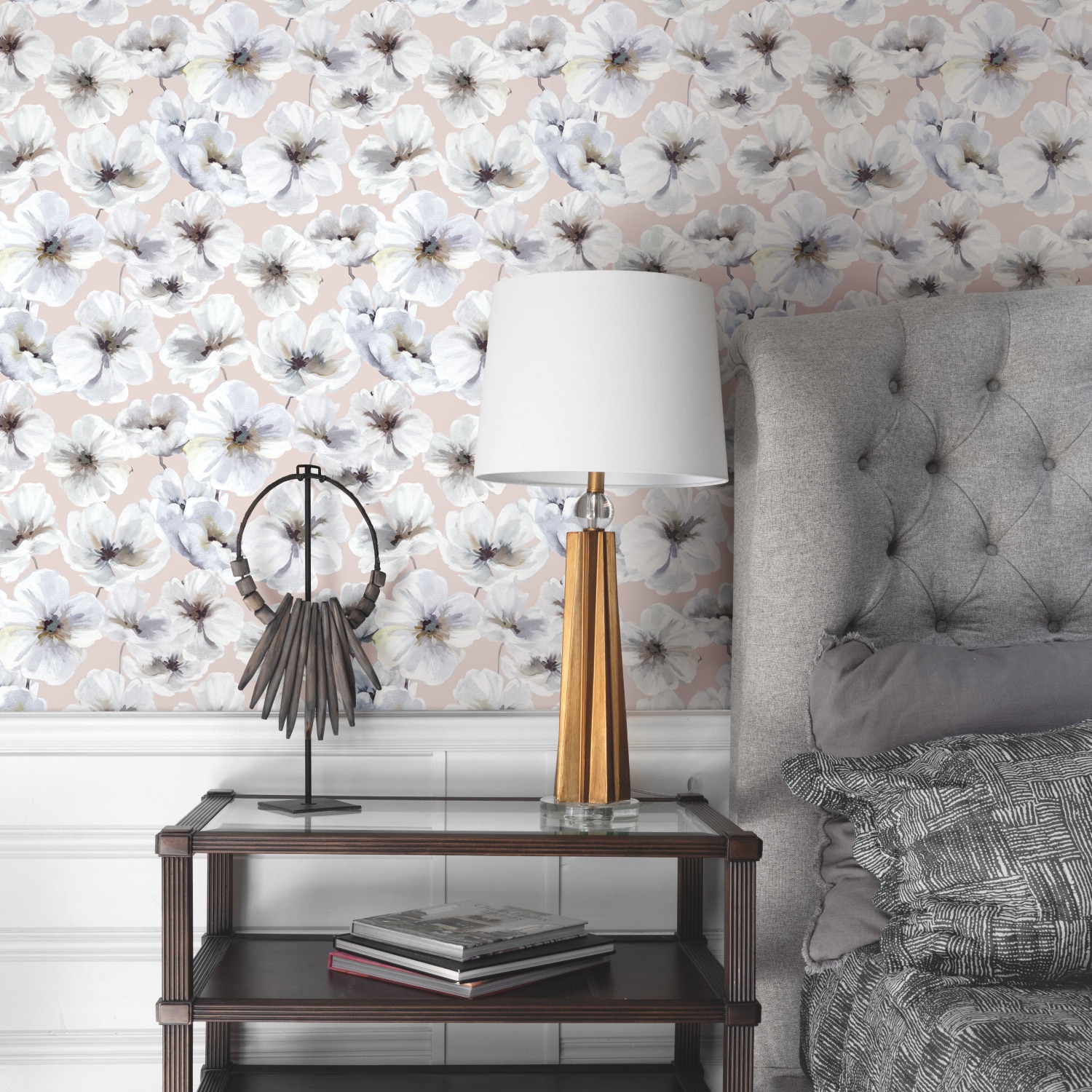 RoomMates RMK12515RL 28.29-Sq. Feet Pink Vinyl Floral Self-adhesive Peel and Stick Wallpaper