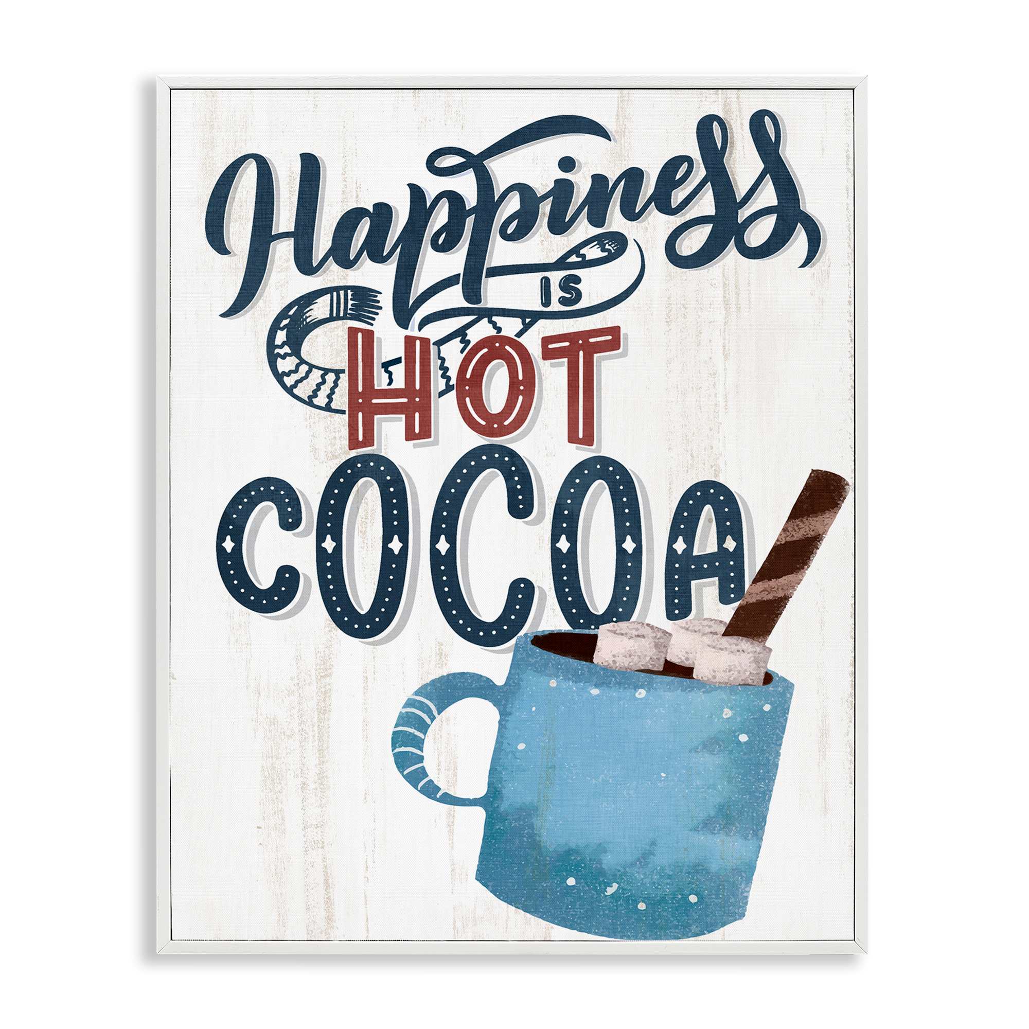 Stupell Industries BS-517-WFR-16X20 Happiness Is Hot Cocoa White Framed Giclee Art By Kim Allen 16 x 20