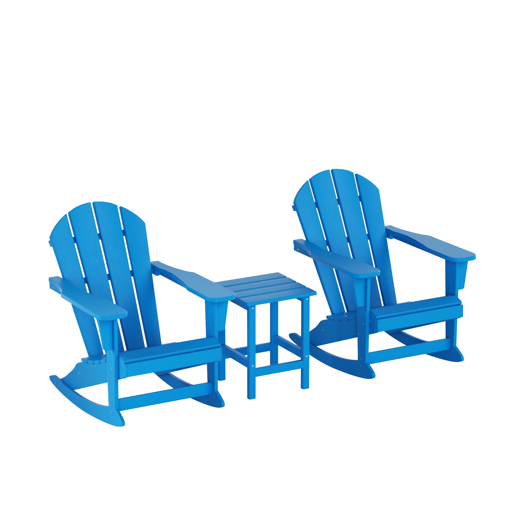 Westin Furniture 2001-RC-PB3 Laguna Set of 2 Pacific Blue HDPE Frame Rocking Chair with Slat Seat