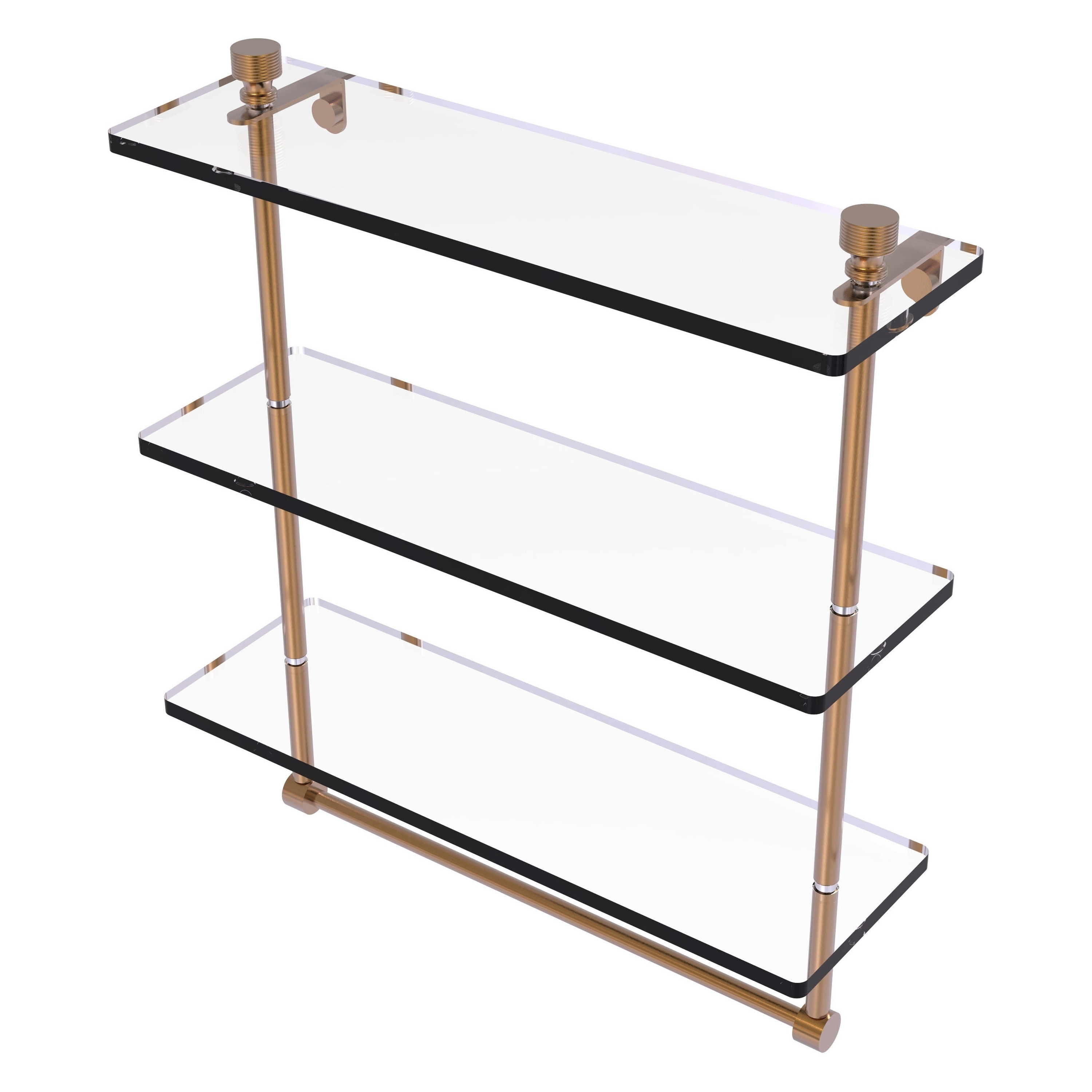 Allied Brass FT-5/16TB-BBR Foxtrot Brushed Bronze 3 -Tier Glass Wall mount Bathroom Shelf ( 16-in x 18-in x 5-in )