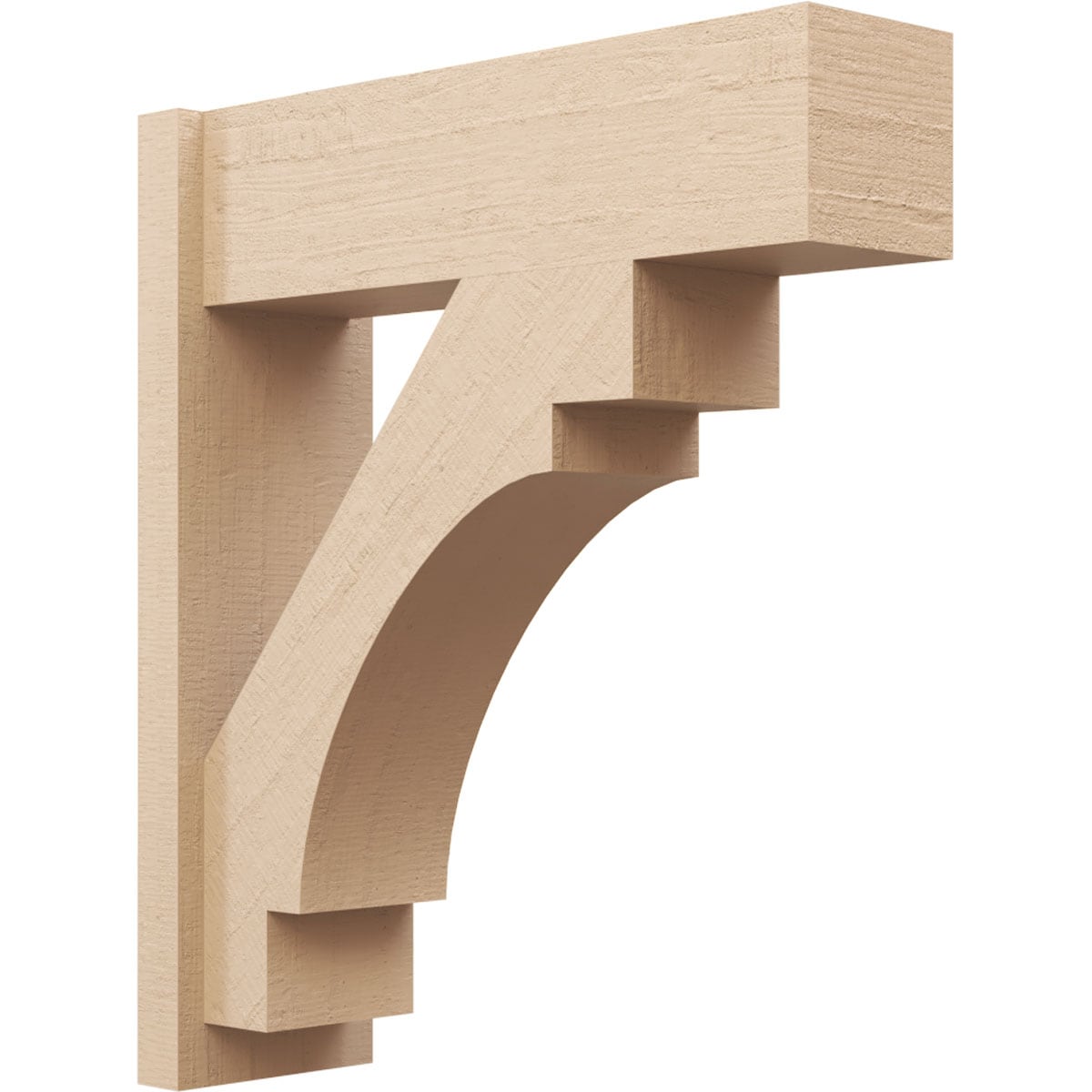 Ekena Millwork 2137089 Timberthane Rough Cedar Faux Wood Merced Block Outlooker 8-in W x 26-in D x 30-in H Primed Tan