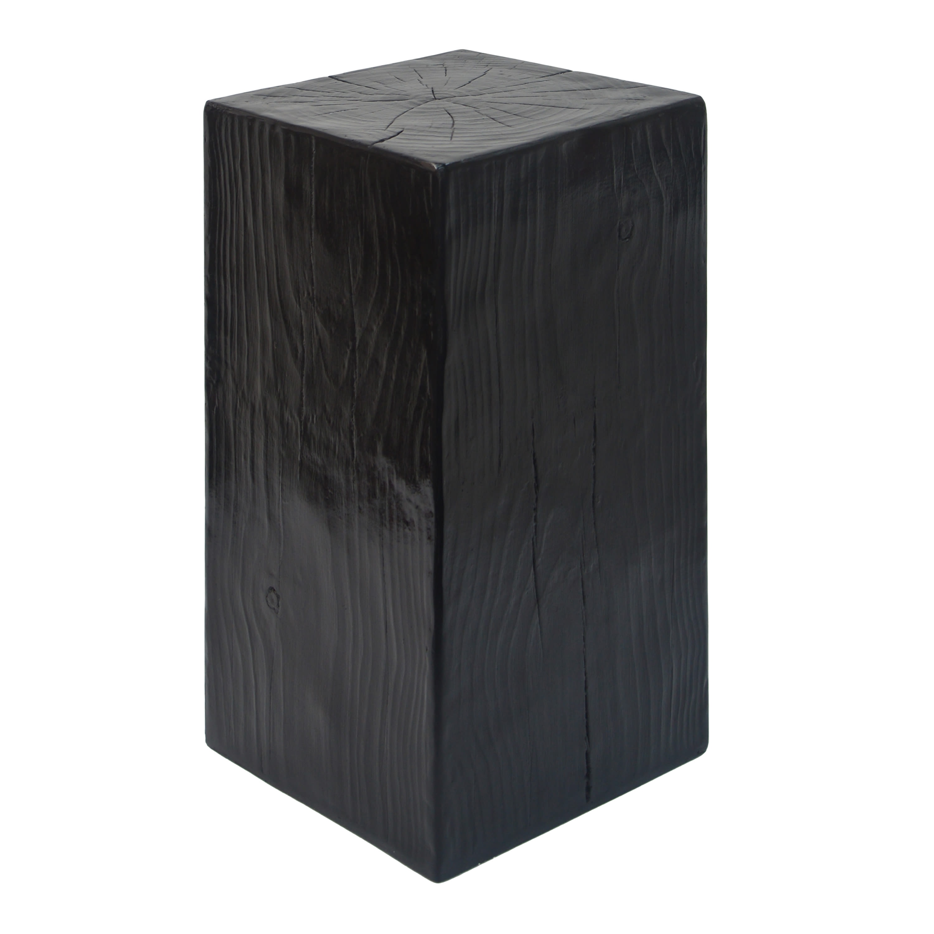Vynxaria LESX0992-DJHB-YT009 Square Column End Table  27inH MGO Side Table w Distressed Finish  Indoor Outdoor Use  Black