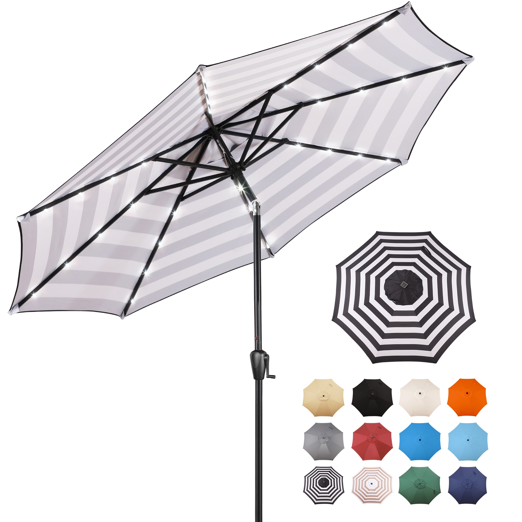 Sun-Ray 801005BW 9-Feet Steel Multiple colors/finishes Market Patio Umbrella with Lights and