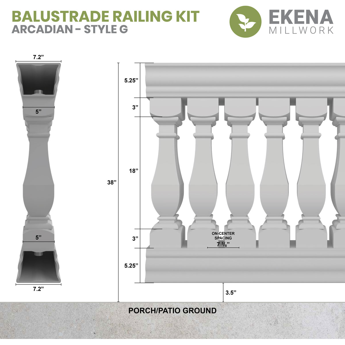 Ekena Millwork BALK38X024ACG railings - View #2