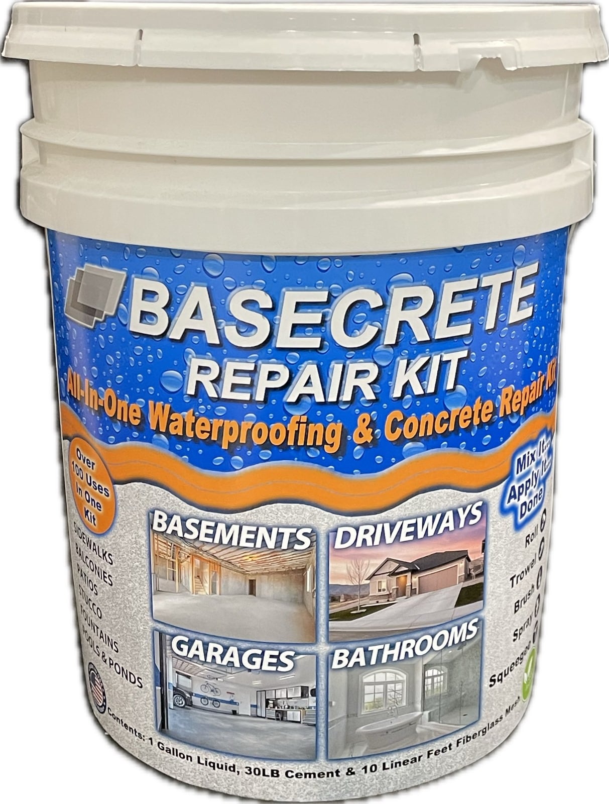 Basecrete BRK50 gray Flat Solid Cement Mildew Resistant Mold Resistant Interior/Exterior Waterproofer ( 5-gallon )