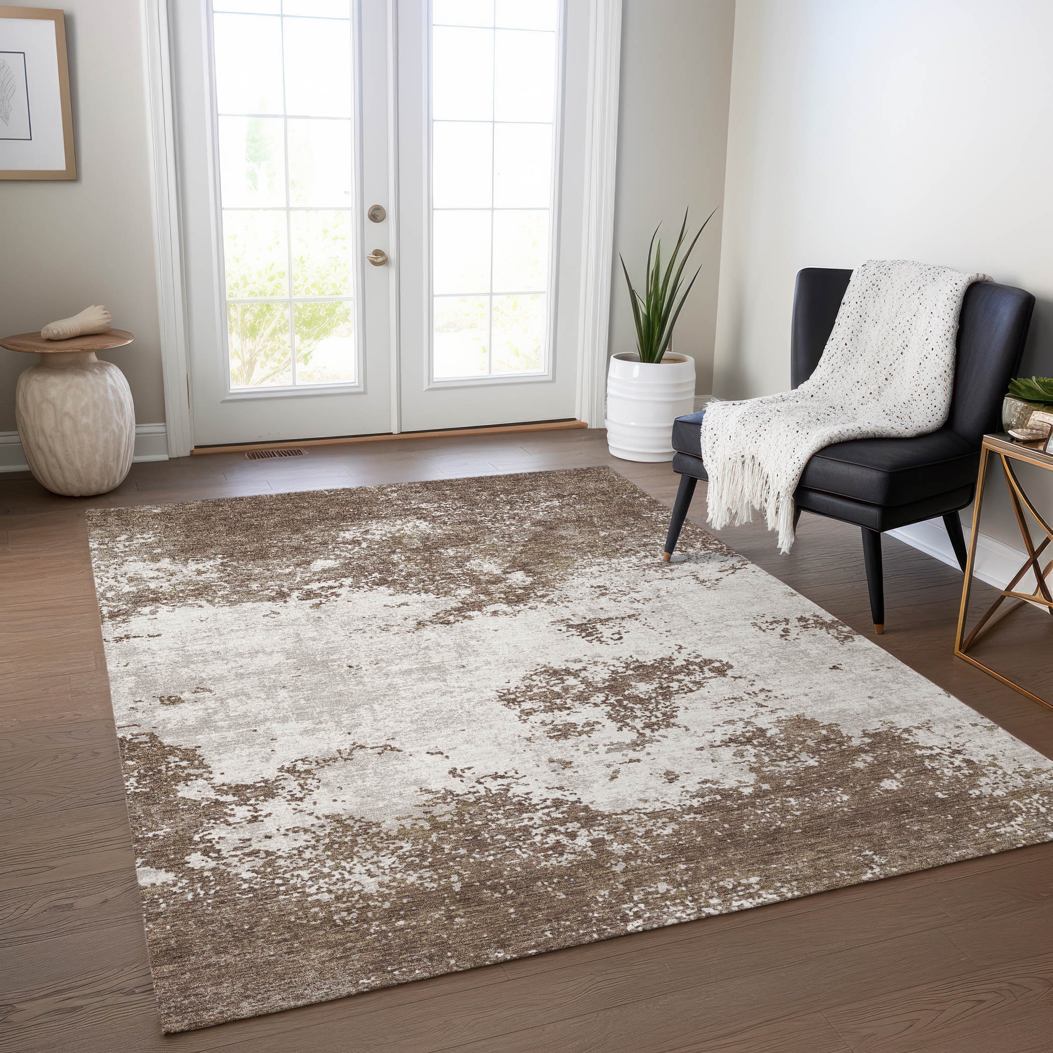 Addison Rugs ACN1027BR8X10 Chantille ACN1027BR 8 x 10 (ft) Polyester Brown Rectangular Indoor/Outdoor Geometric Machine washable Area rug