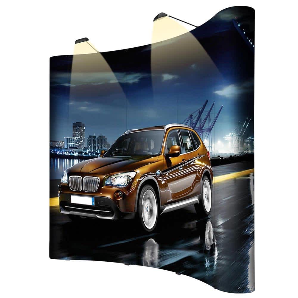 Yescom 35DSP009-PVC10FT-LO InstaHibit 10X8Ft Tradeshow Booth Exhibit Pop Up Display Kit Backdrop Booth Stand with Spotlights and Rolling Case PVC Panel