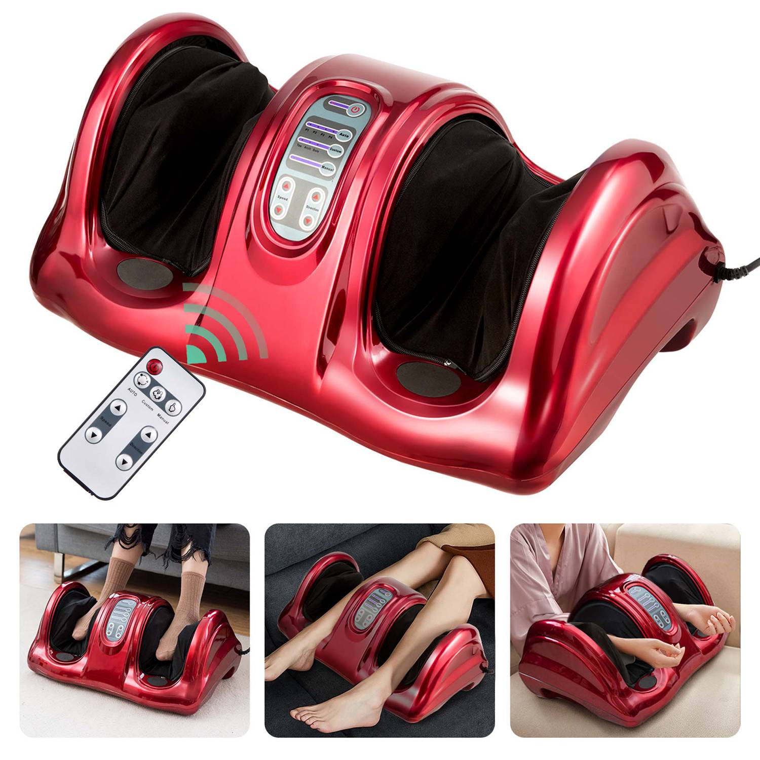 Costway CSHY000808 Shiatsu Foot Massager Kneading and Rolling Leg Calf Ankle with Remote Red