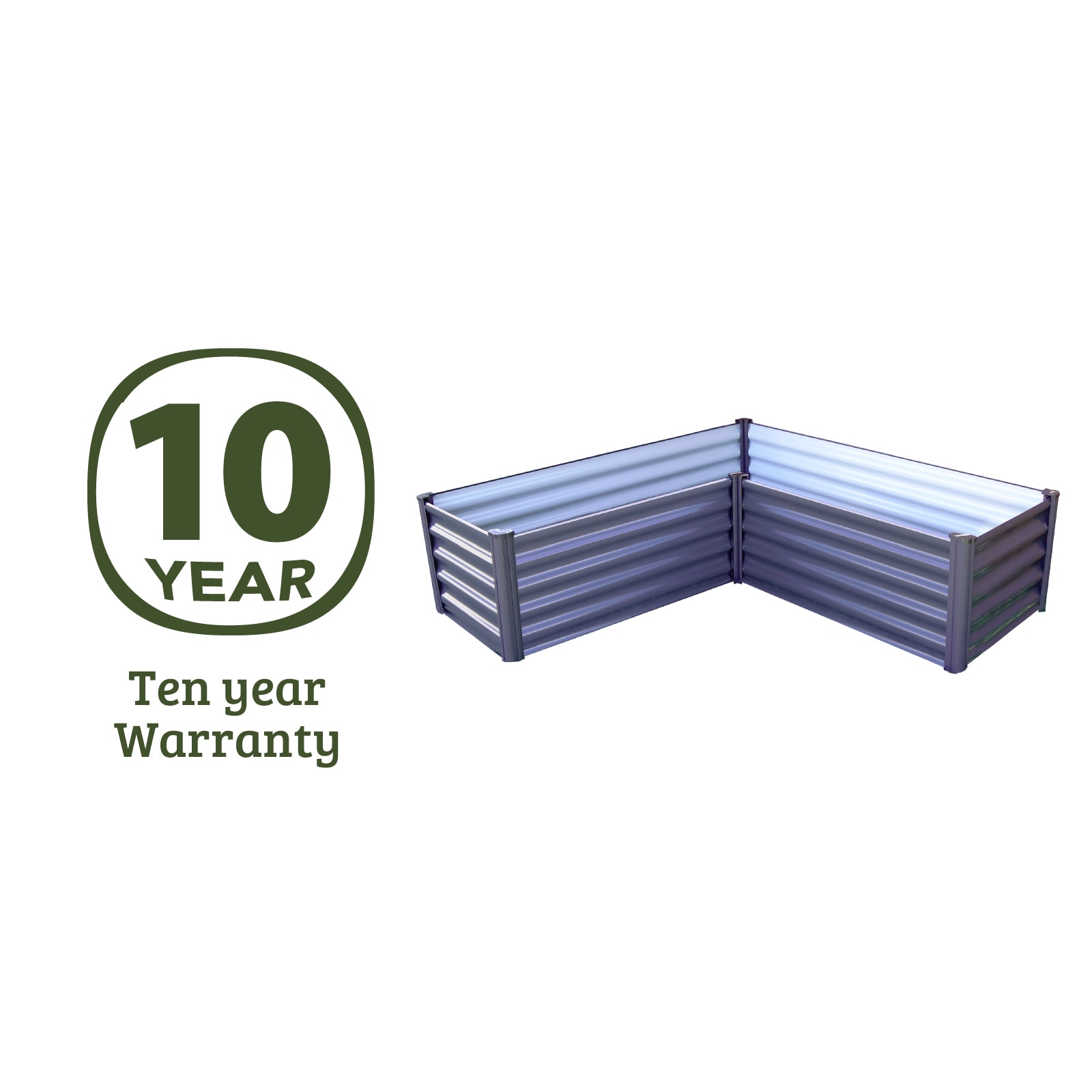 Woodland Gray Galvanized Metal L-Shaped Raised Garden Bed