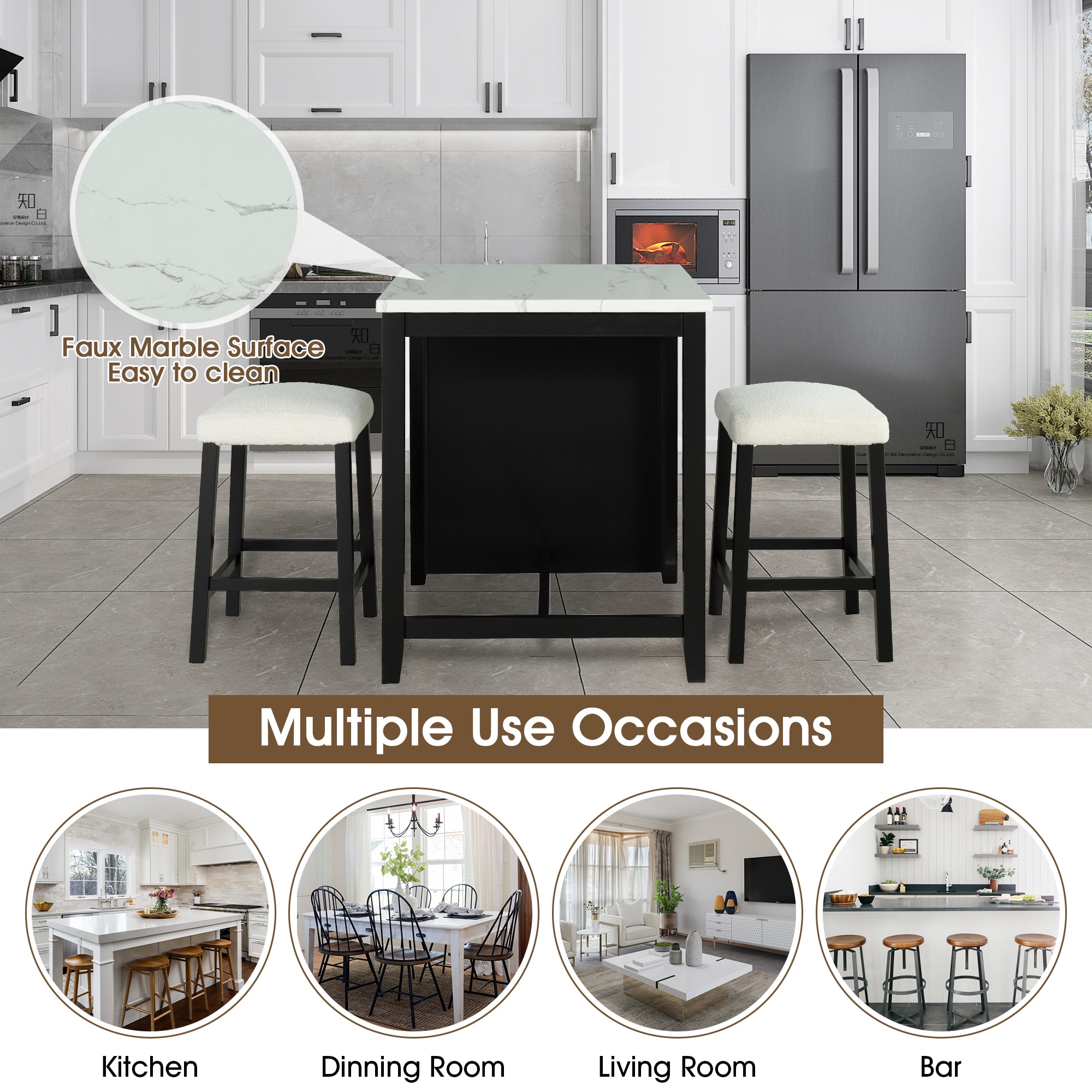 IHOMEadore MDSL3401BK-PT-3PK Dining-Sets - View #2
