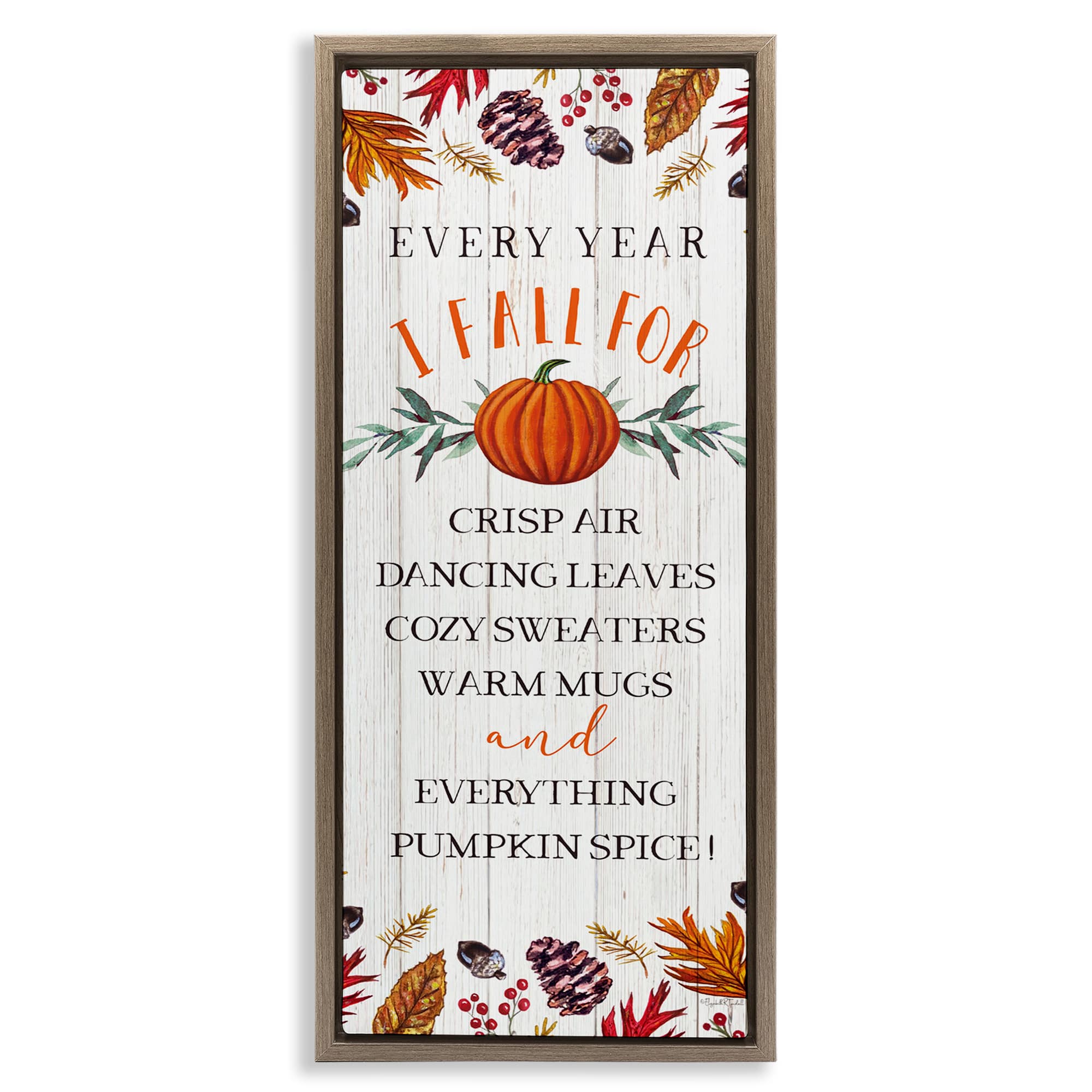 Stupell Industries BT-569-FFE-13X30 Every Year Favorite Fall Things Floating Frame design by Elizabeth Tyndall