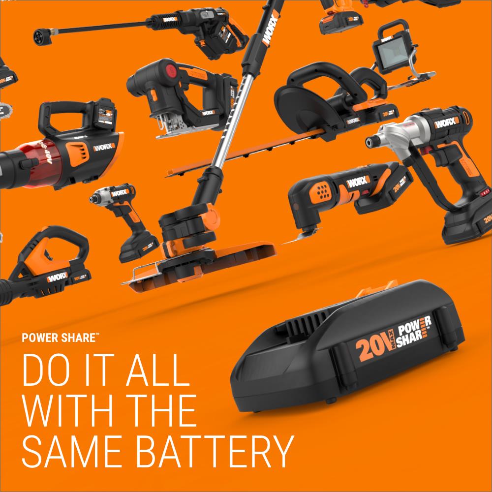 WORX Power Share 40 volt Max 20 in Cordless Push Lawn Mower 4 Ah